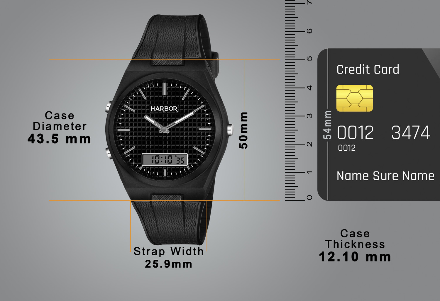 Image of Harbor 9153 Full Black Slim Plastic Body Casual, Office & Party Wear Analog Digital Watch Analog-Digital Watch - For Men