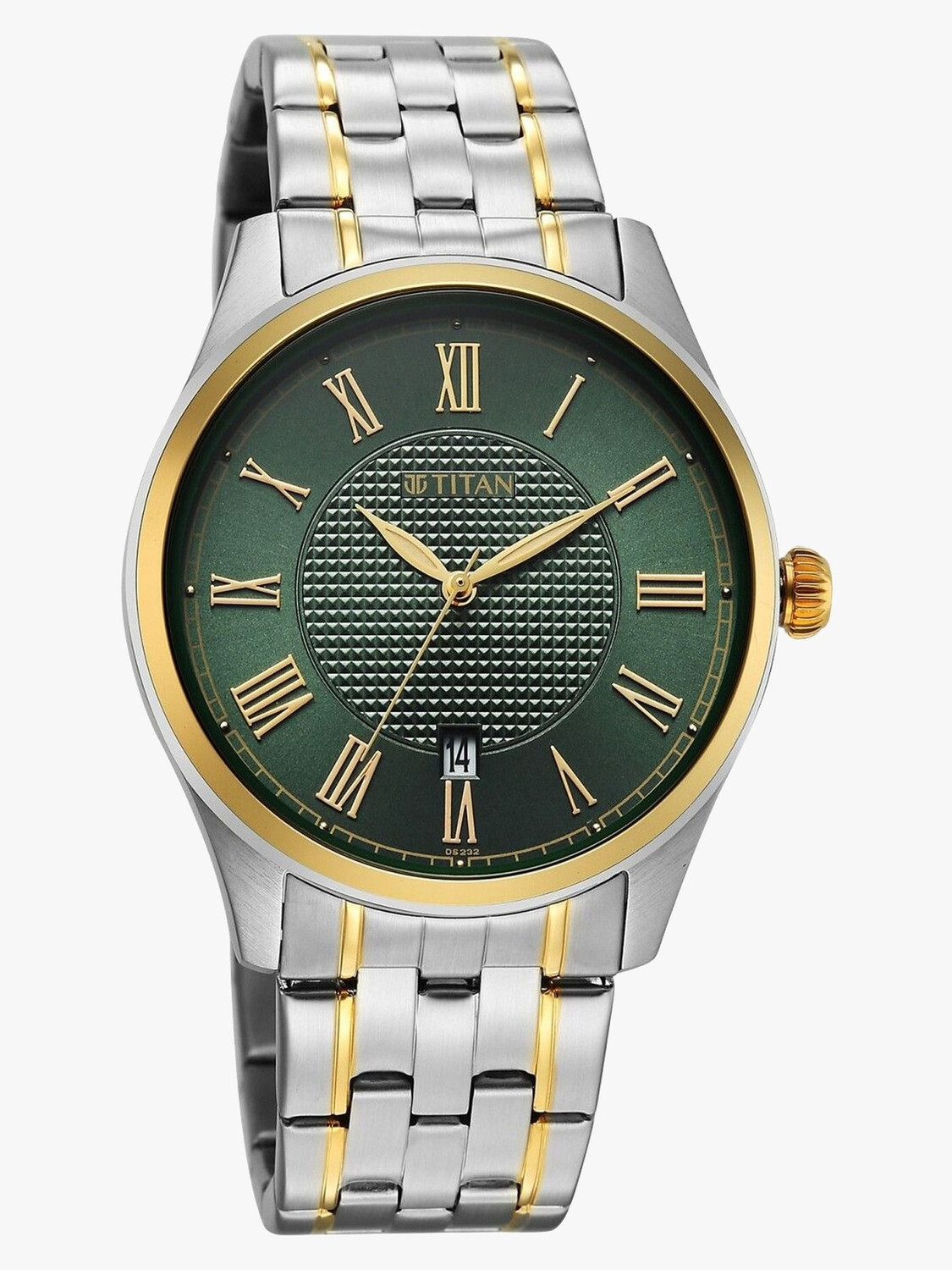 Image of Titan Neo Roman Titan Neo Roman Quartz with Green Dial Dual Tone Stainless Steel Strap Analog Watch - For Men