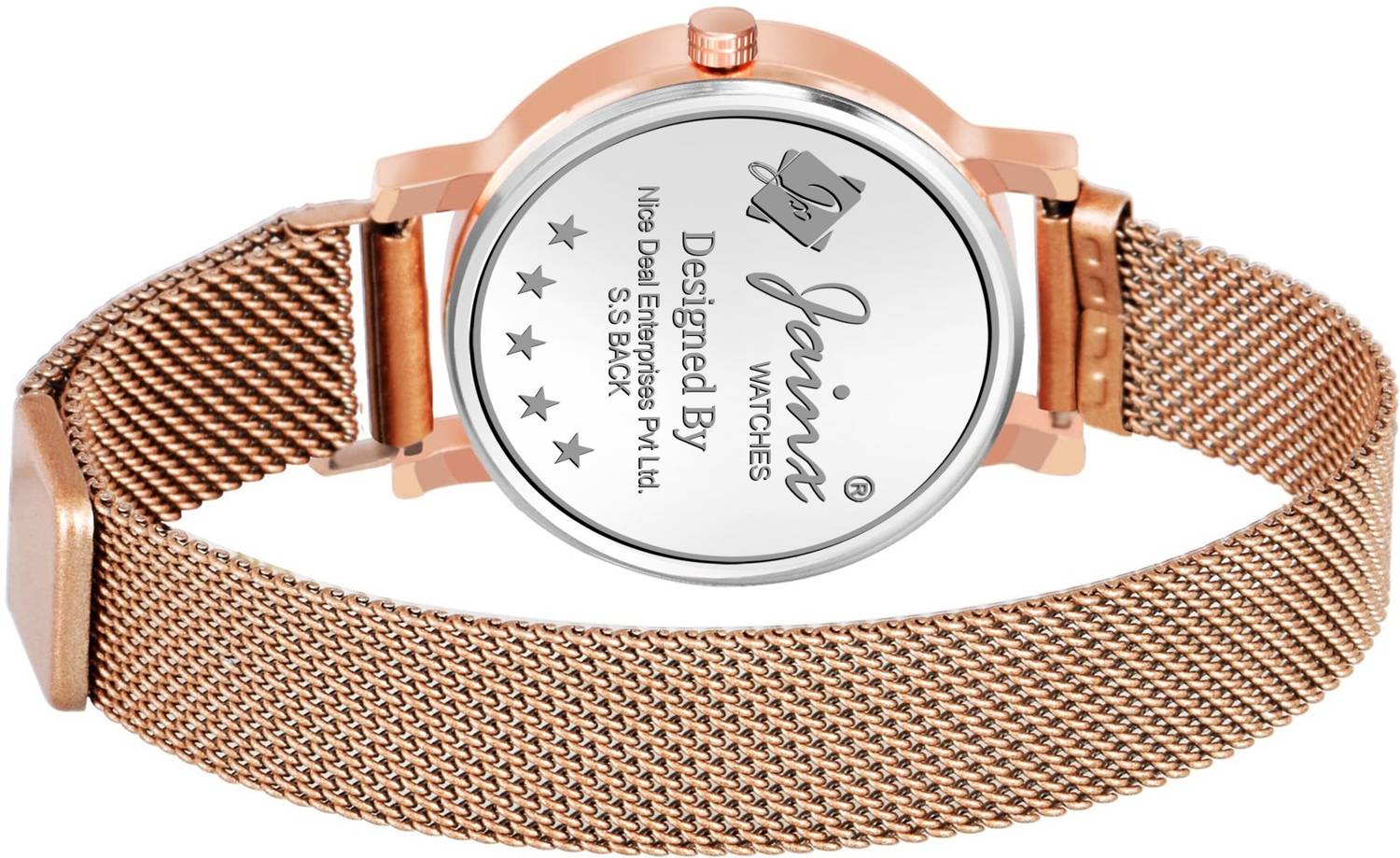 JAINX Rose Gold Mesh Magnet Chain Analog Watch for Women - Image 4