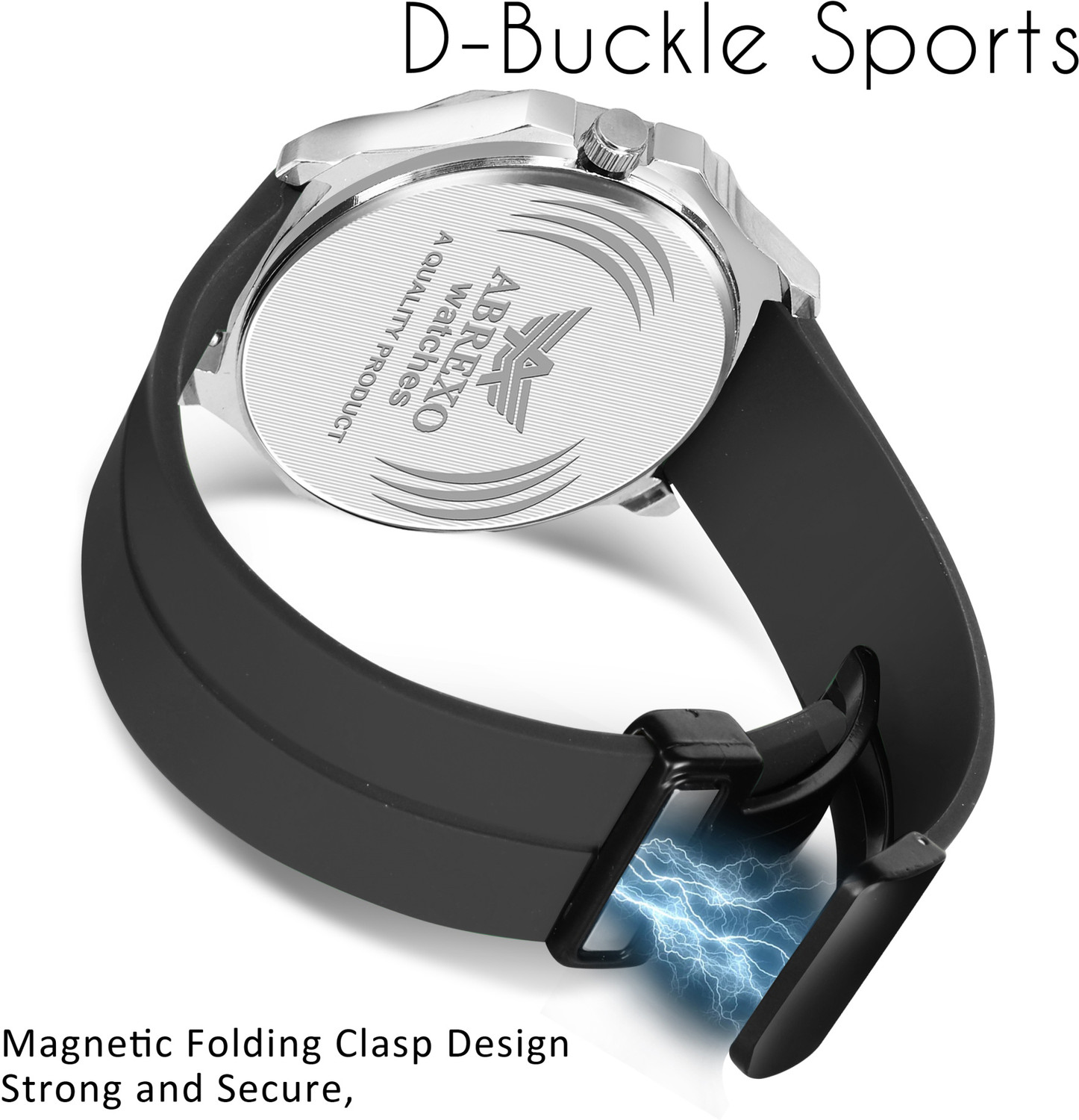 Image of ABREXO Chronograph Look Date Working Black Magnet Silicon Strap Quartz Watch For Boys Analog Watch - For Men Abx8332-SL BK MGT ST