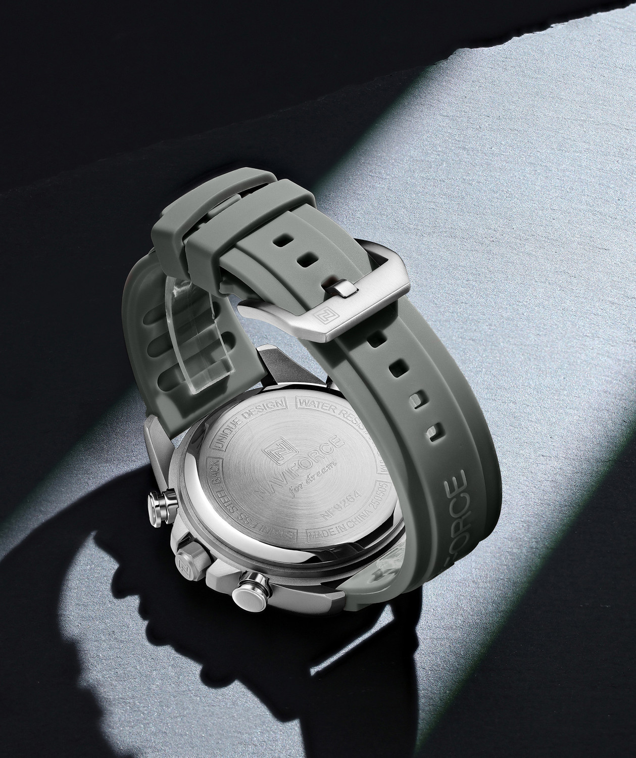 Image of NAVIFORCE NF9264 Sporty Silver Case With Grey Silicon Strap Analog-Digital Watch - For Men