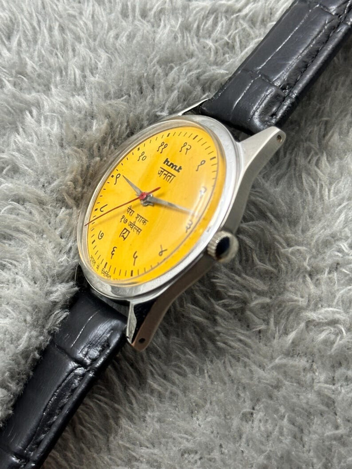 Image of TimeNest Classic | Dress | Formal | Luxury Vintage HMT Janata Hindi Yellow Dial Wrist Watch Analog Watch - For Men
