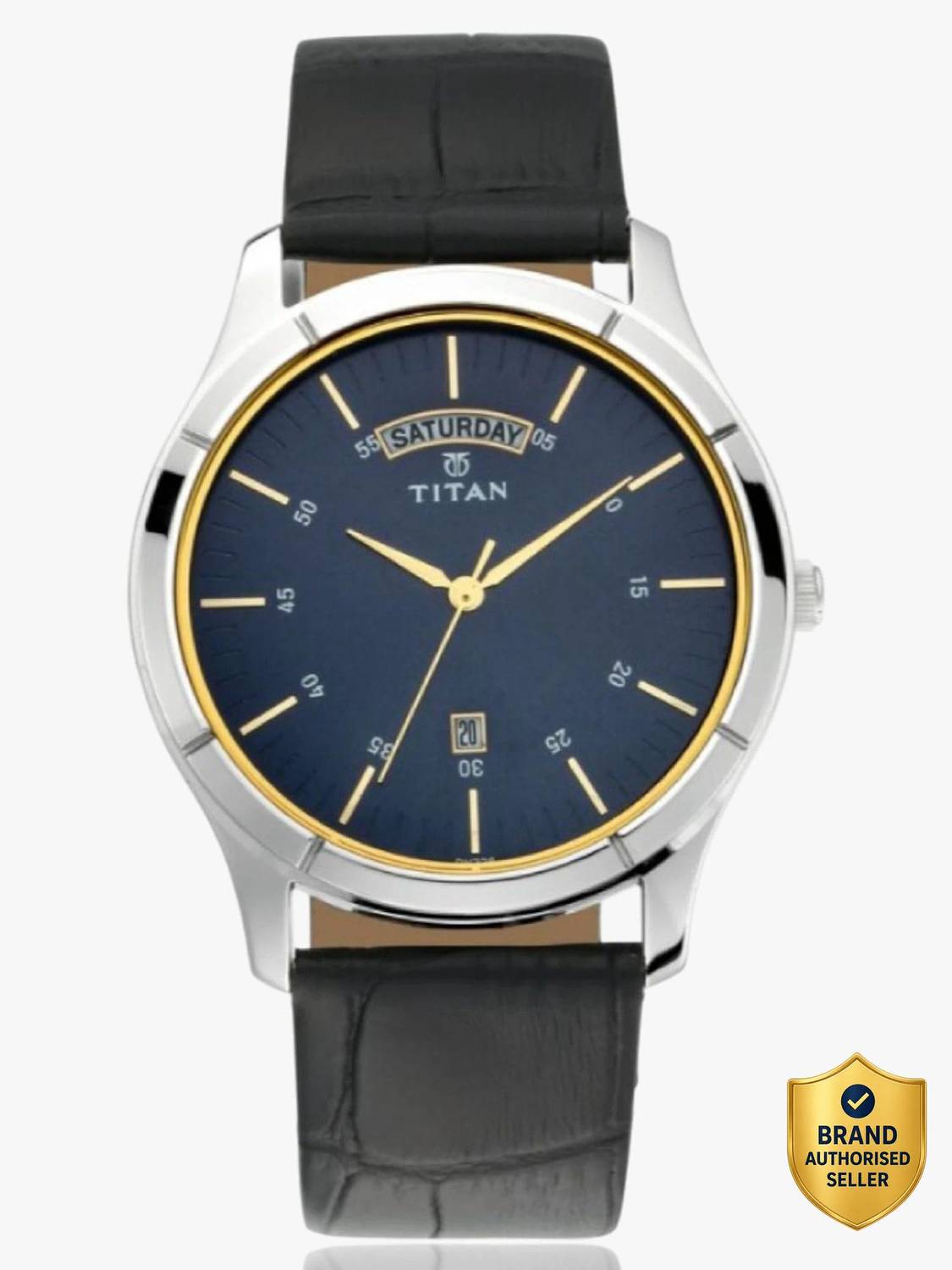 Titan Titan Workwear Midnight Blue Dial Black LeatherStrap Analog
