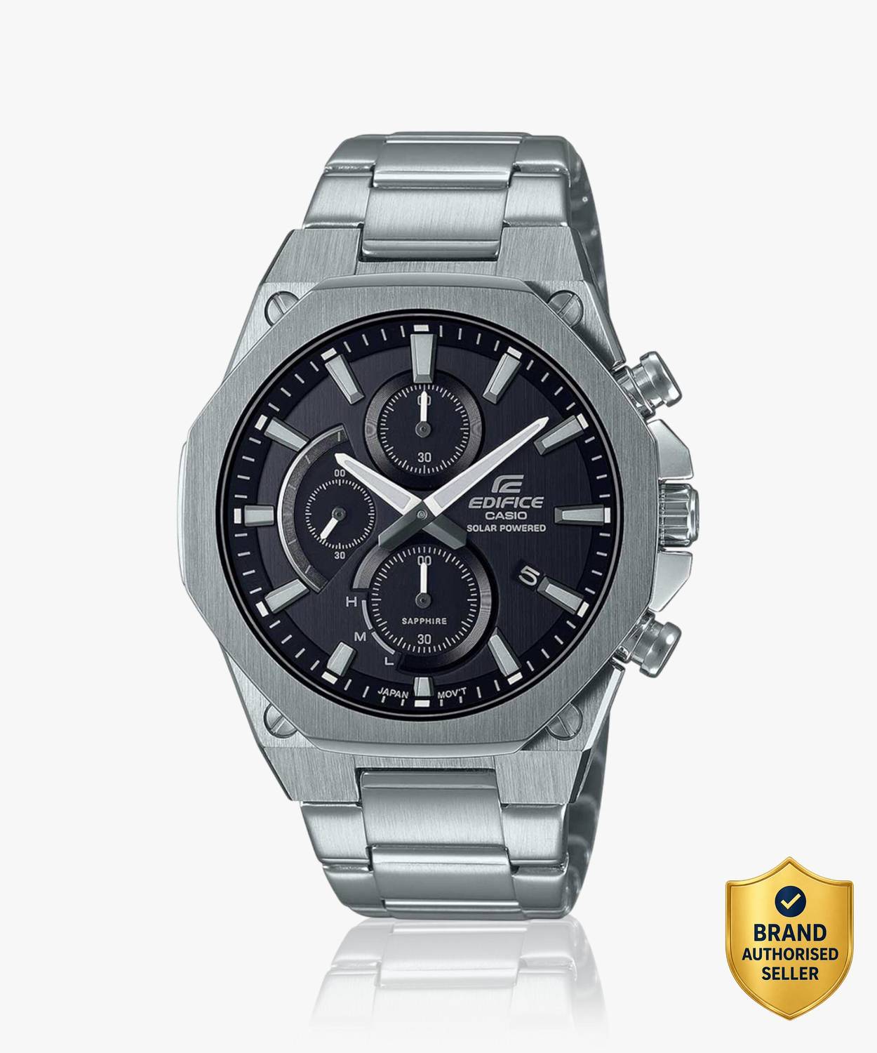CASIO Edifice Black Dial Silver Stainless Steel Watch - Image 1