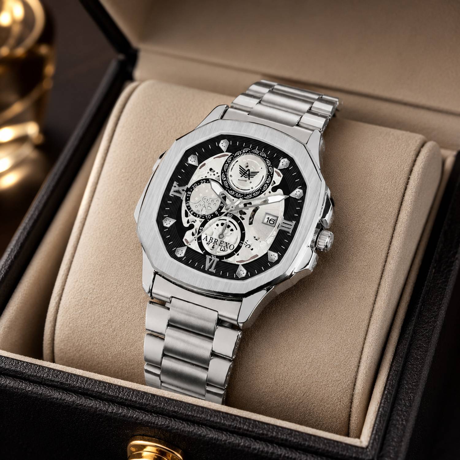 ABREXO Abx8312-Silver Godfather Chrono Look Analog Watch