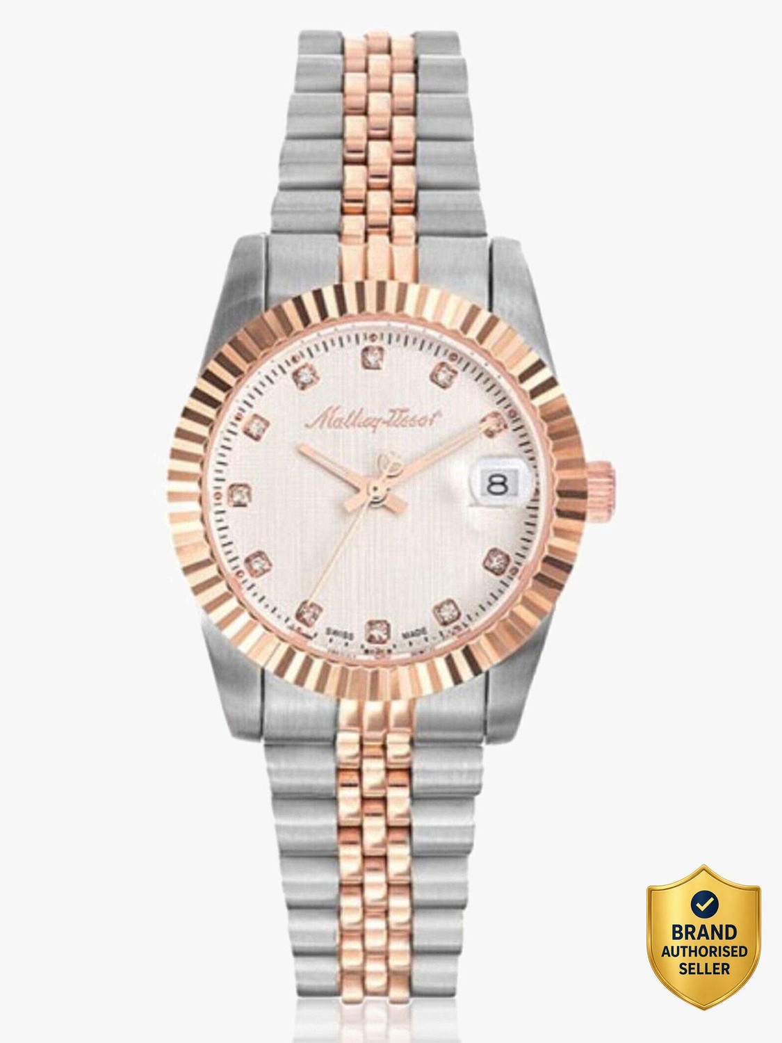 Image of Mathey-Tissot D810RA Swiss Made Mathy III Quartz Ronda 585H3 Movement White Dial Analog Watch - For Women