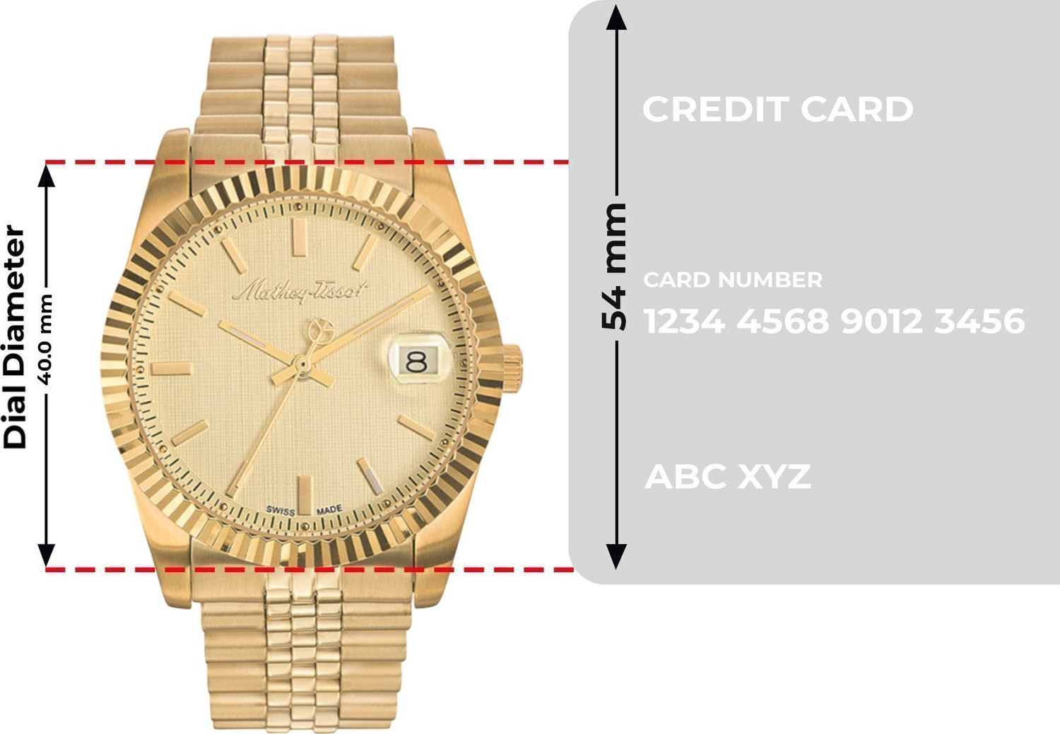 Image of Mathey-Tissot H810PDI Swiss Made Mathy III Quartz Ronda 515 H3 Movement Gold Dial Analog Watch - For Men