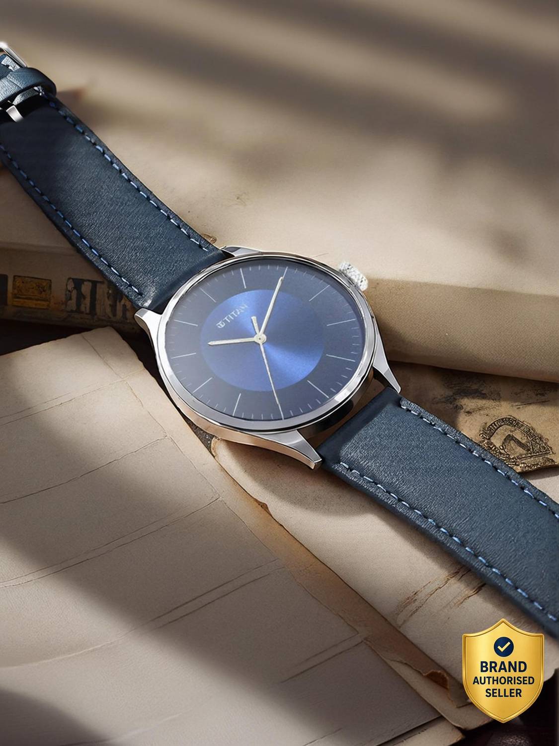 Titan Workwear Midnight Blue Dial Blue LeatherStrap Analog Watch - Men - Image 1