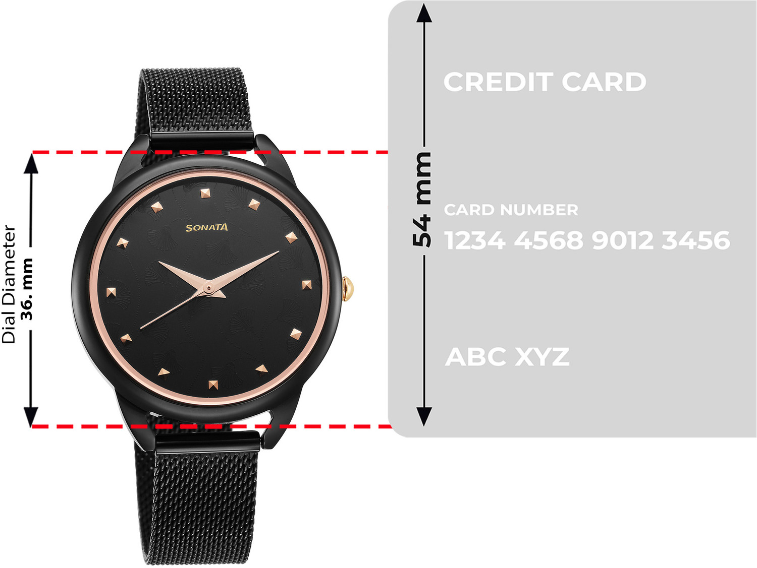 Image of SONATA Sonata Wedding Black Dial Black Stainless Steel Strap Analog Watch - For Women