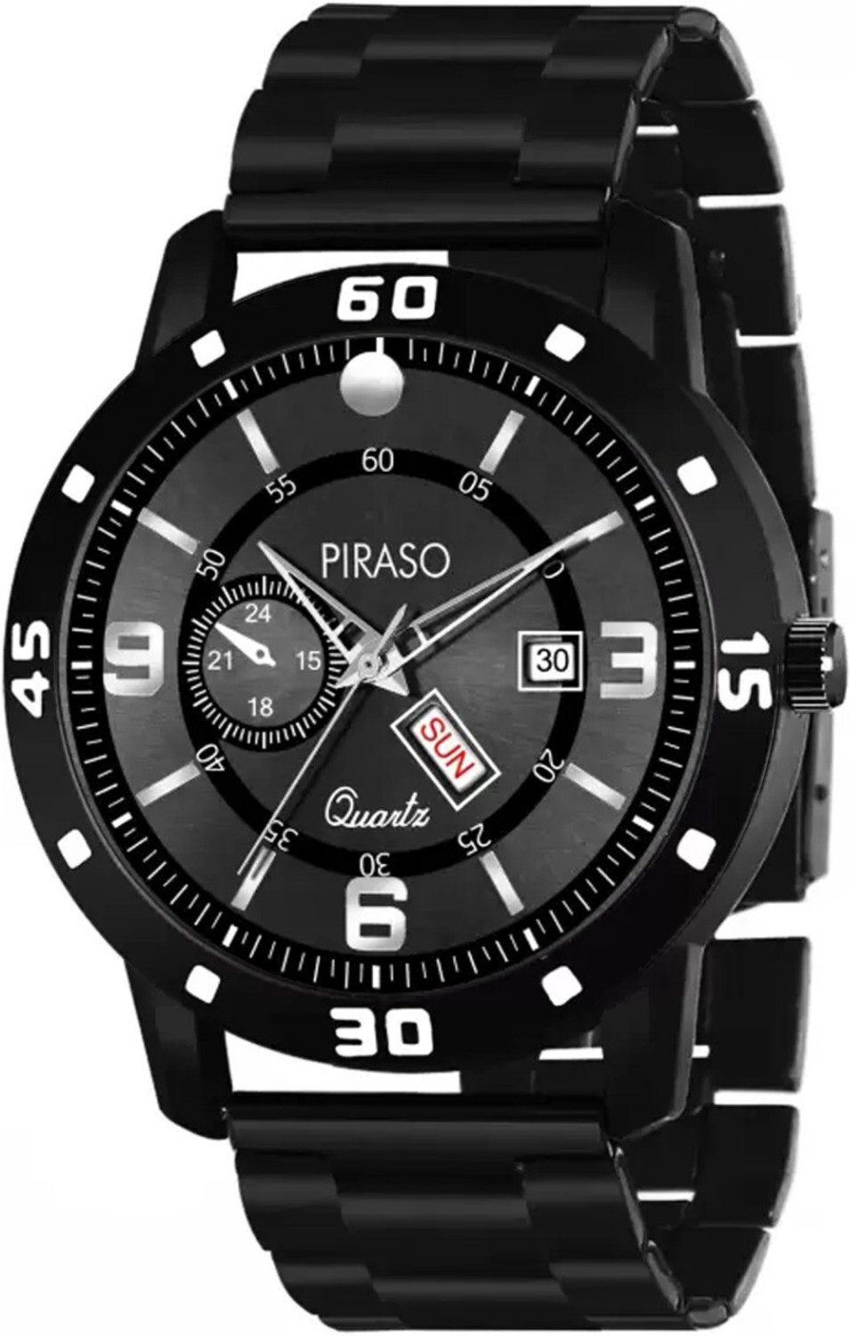 Image of PIRASO D&D F95 BLACK ANALOG DAY AND DATE WORKING BLACK DIAL BLACK CHAIN WATCH FOR MEN & BOYS Analog Watch - For Men