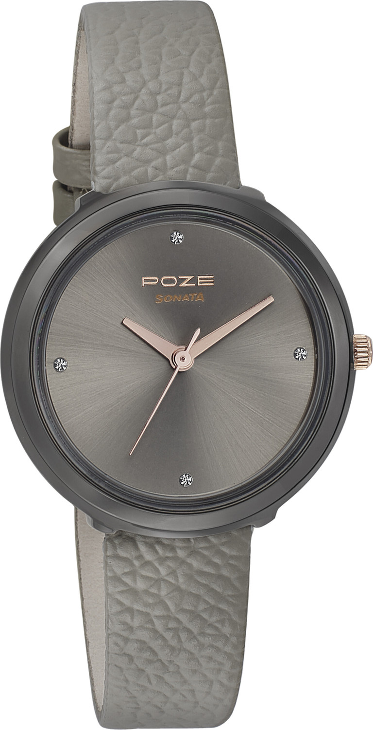 Image of SONATA Poze Grey Dail Grey Strap Analog Watch - For Women