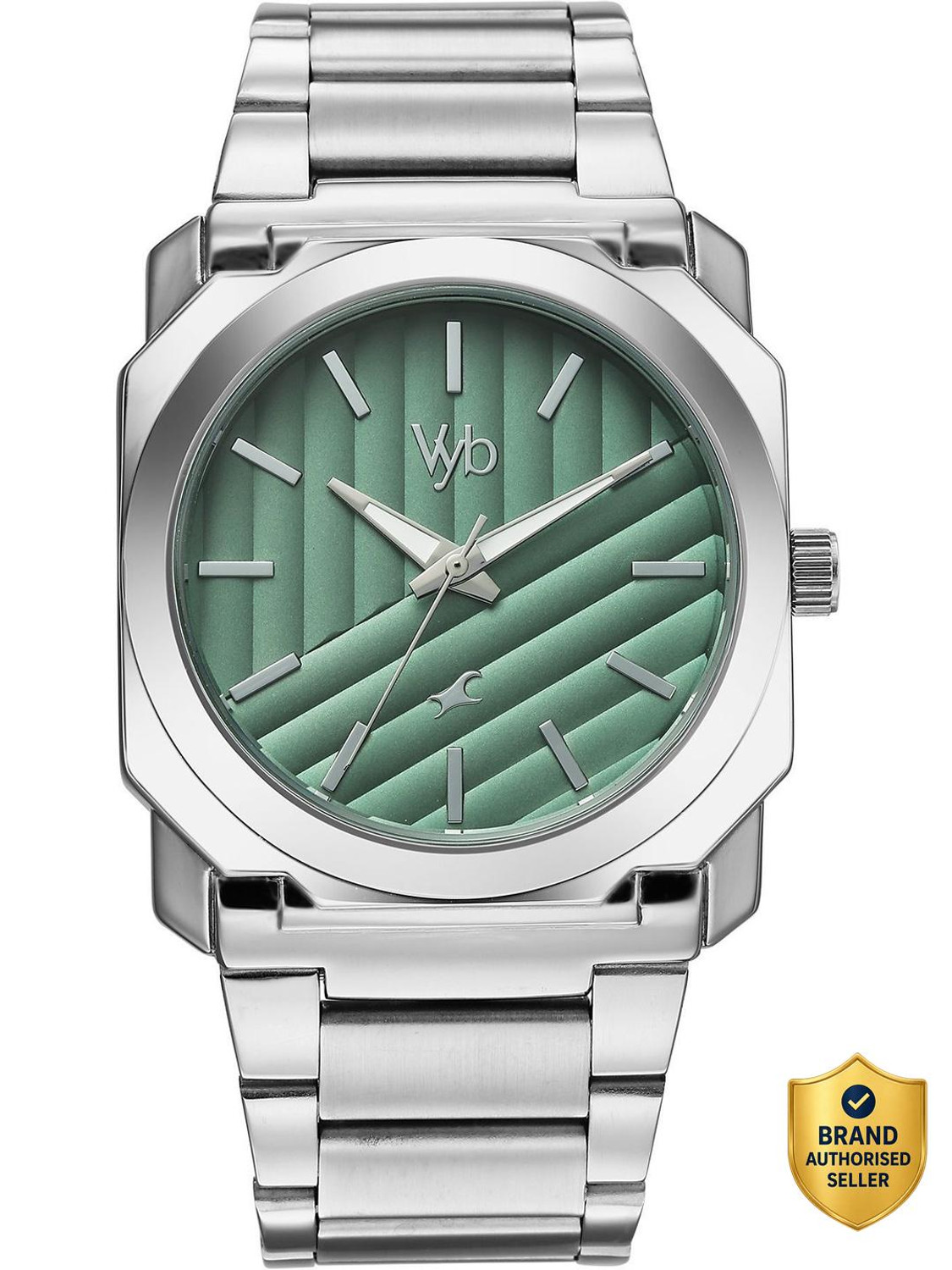 Image of Fastrack Vyb Challenger Fastrack Vyb Challenger Quartz Green Dial Silver Stainless Steel Strap Analog Watch - For Men