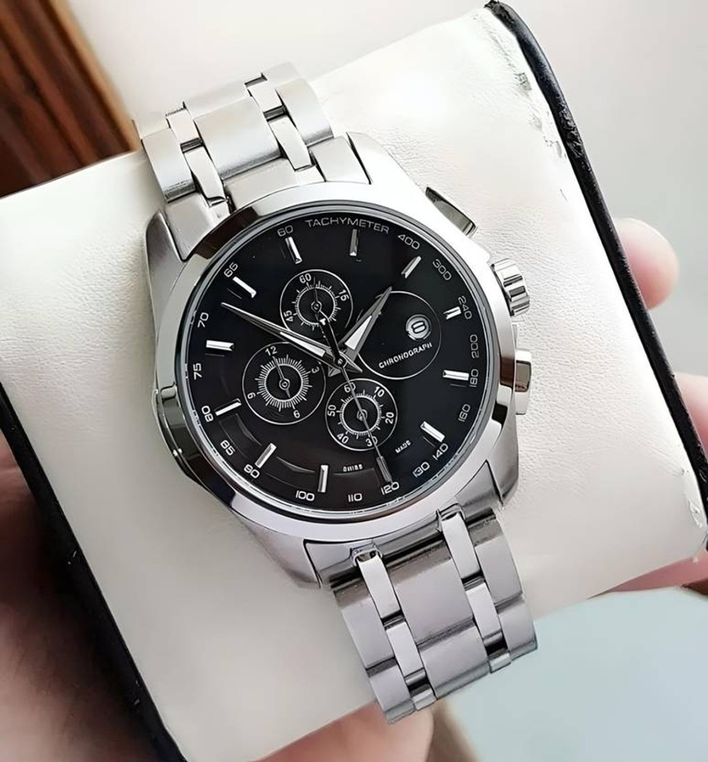 Image of VVED ENTERPRISES T SHOT FULL SILVER BLACK Analog Watch - For Men T SHOT FULL SILVER BLACK