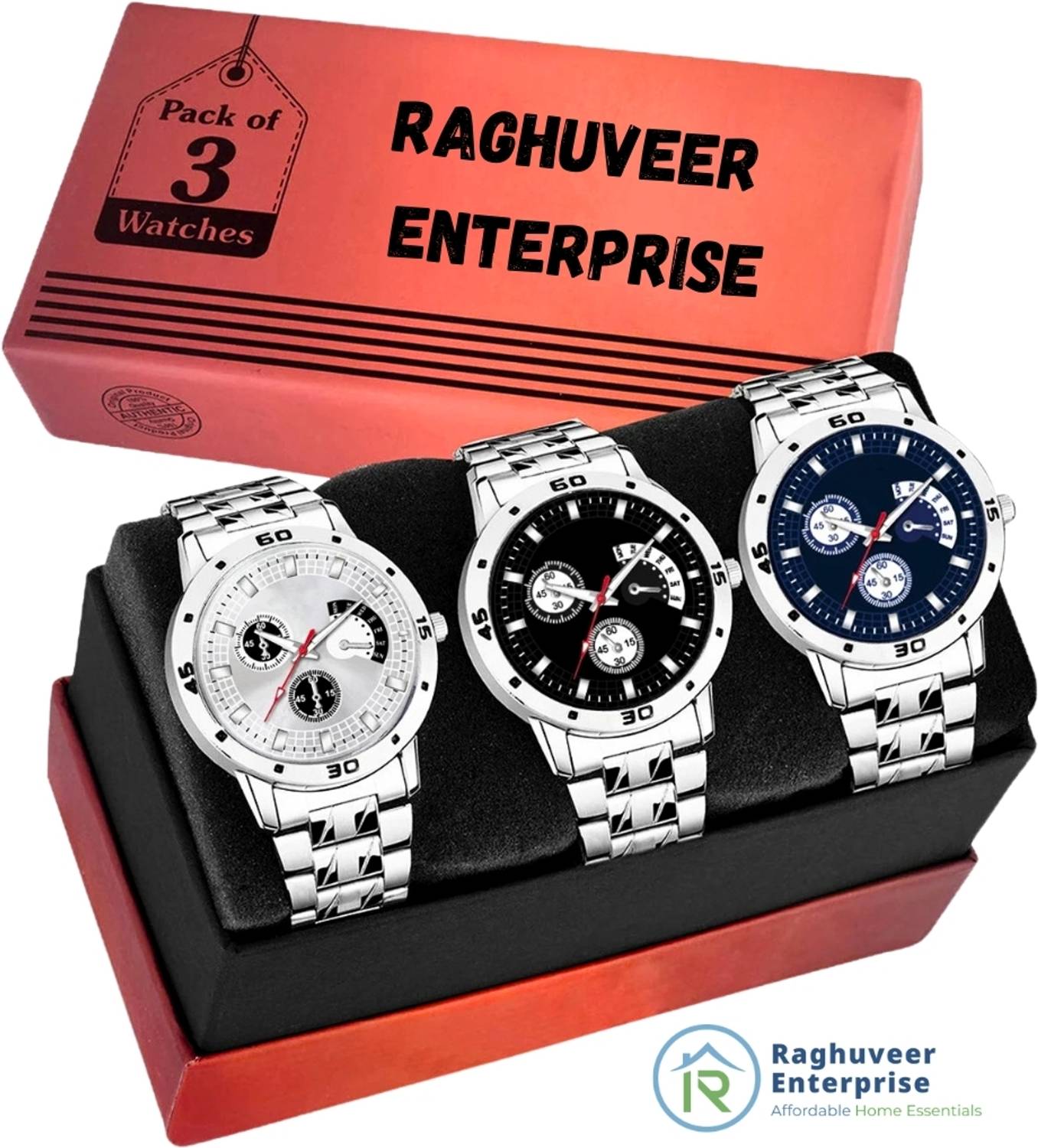 Raghuveer Boys Classic Analog Watch Combo Pack of 3 - Image 1