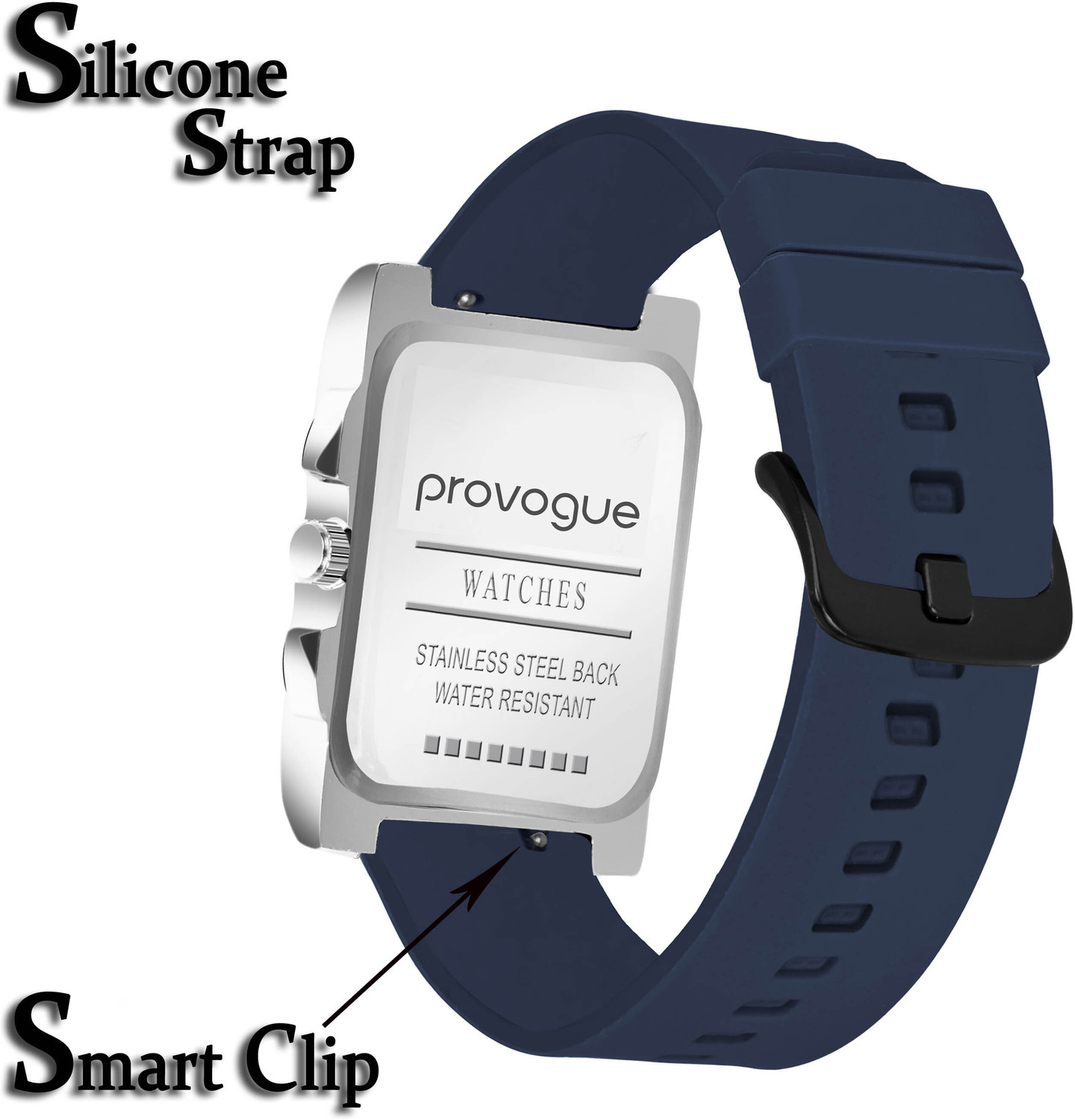 Image of PROVOGUE Minimalist Series | Smart Watch Strap | Smart Clip | Soft Silicon | Day and Date Analog Watch - For Men