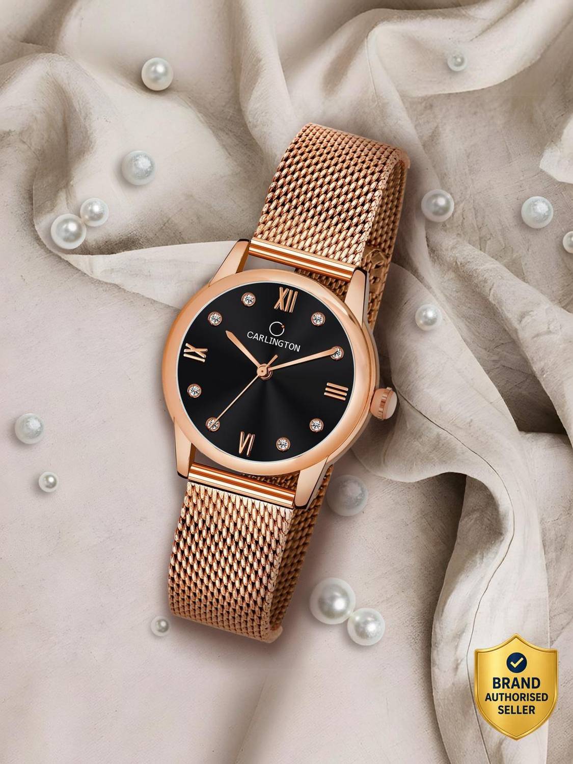 Carlington CT2005 Carlington Elite Ladies With Self Adjustable Mesh Strap And Water Resistant Analog Watch  - For Women