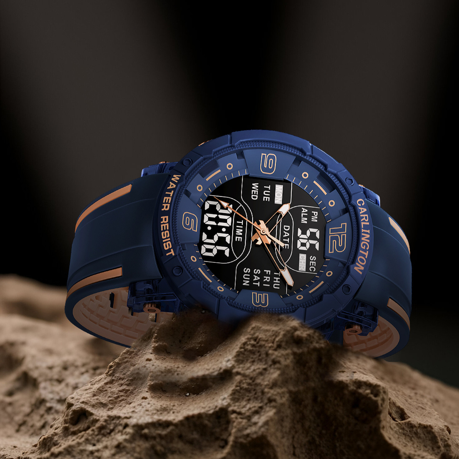 Image of Carlington CT 8140 Blue Velocity Series Analog-Digital Watch - For Men