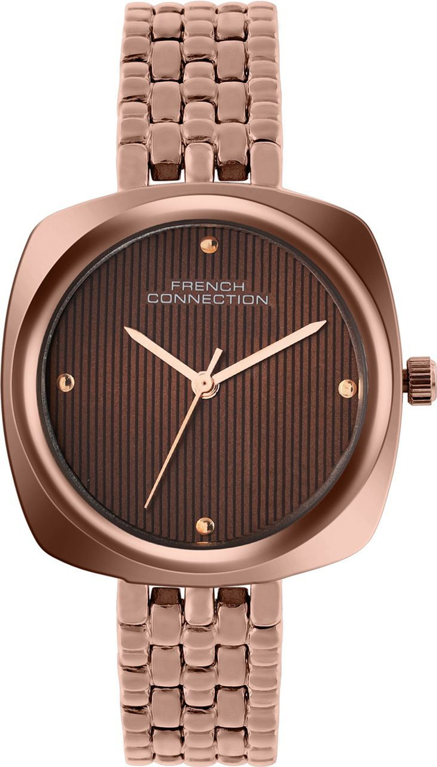 Image of French Connection Fayvora Fayvora Rhinestones Brown Textured Dial | Brown Analog Watch For Women's Analog Watch - For Women
