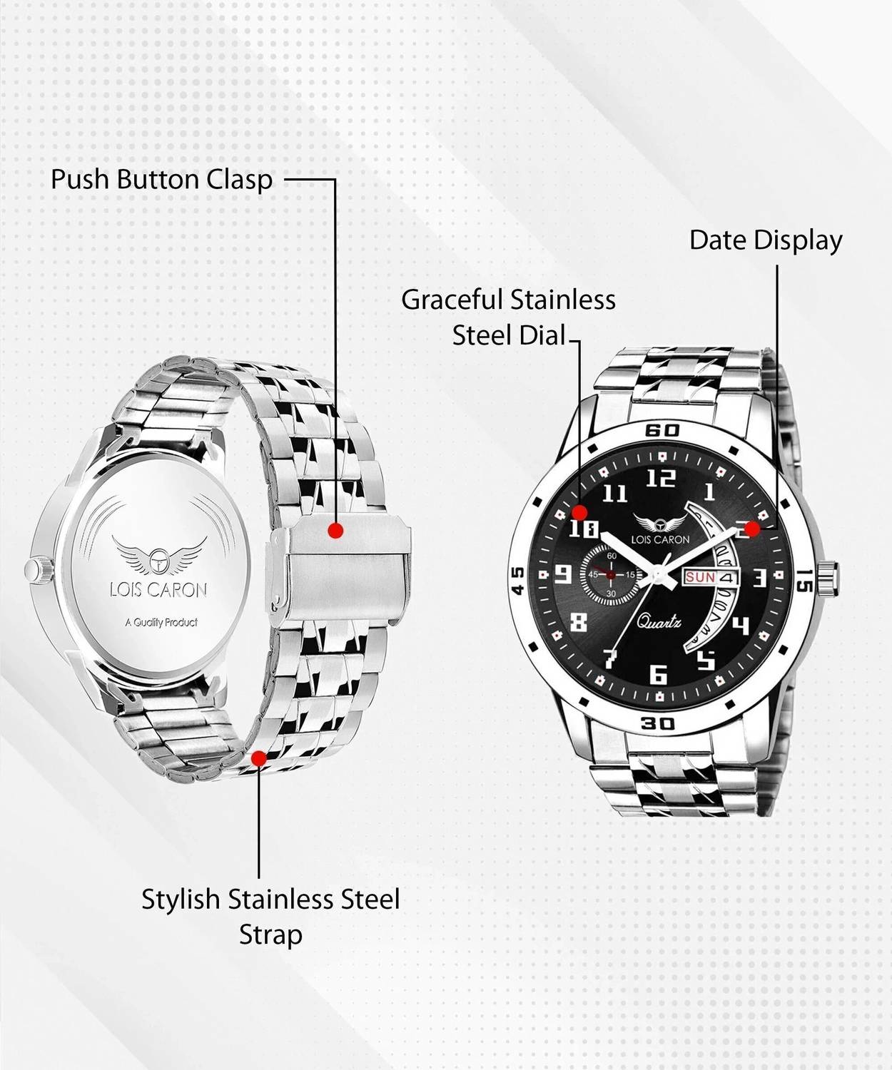 LOIS CARON LCS-8190 Elegant Series Square Quartz Watch - Image 4