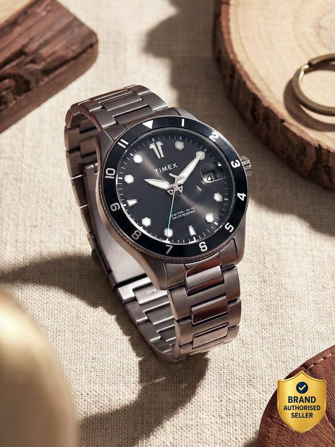 TIMEX Date Display Magnifier Gunmetal Men's Watch