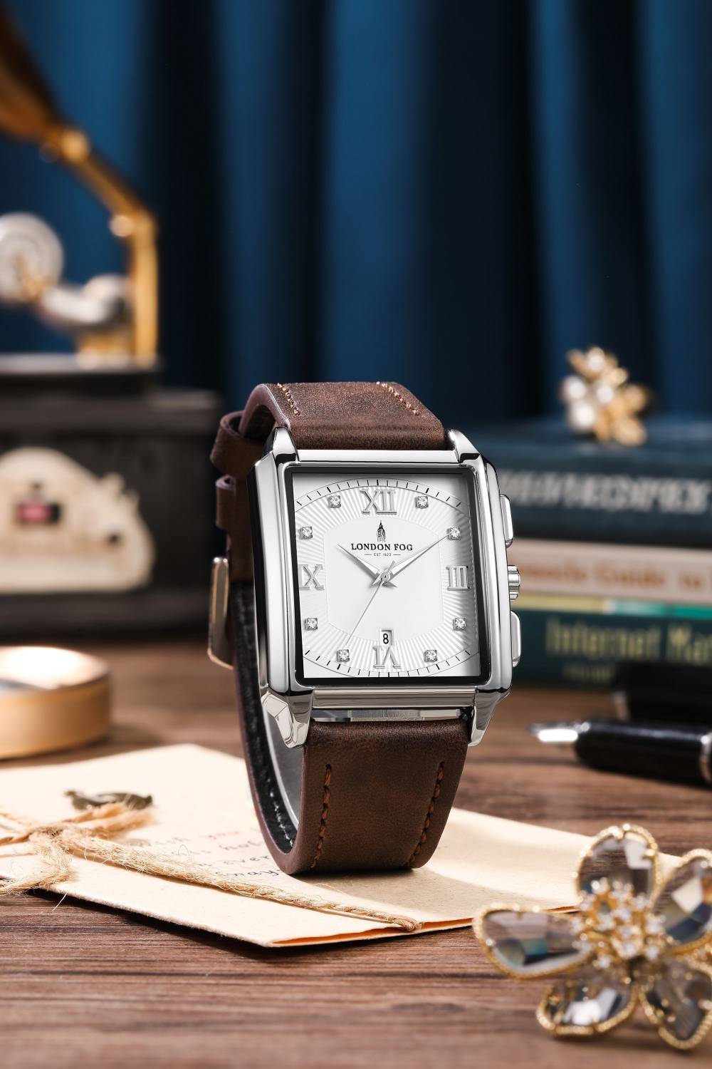 London Mayfair White Dial Brown Leather Strap Watch - Image 3