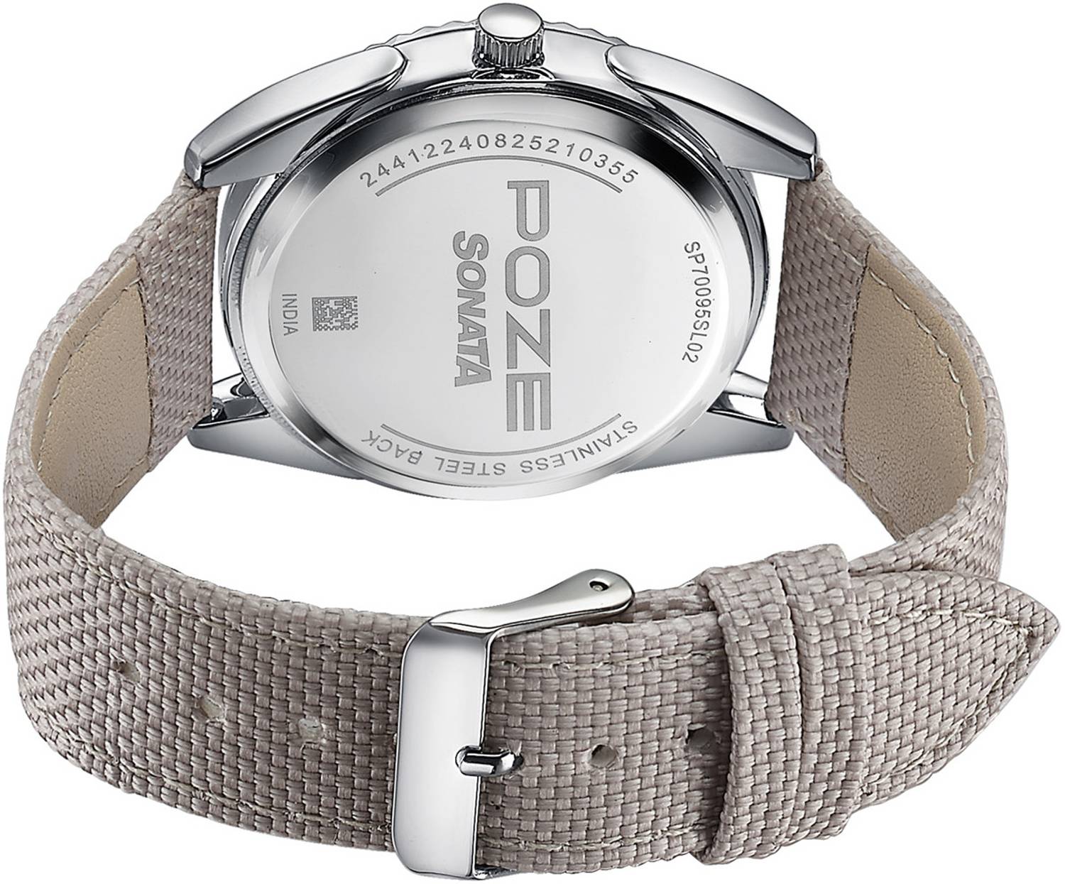 ぽてと SONATA Poze 7 Sonata Poze 7 White Dial Grey Leather Strap Strap