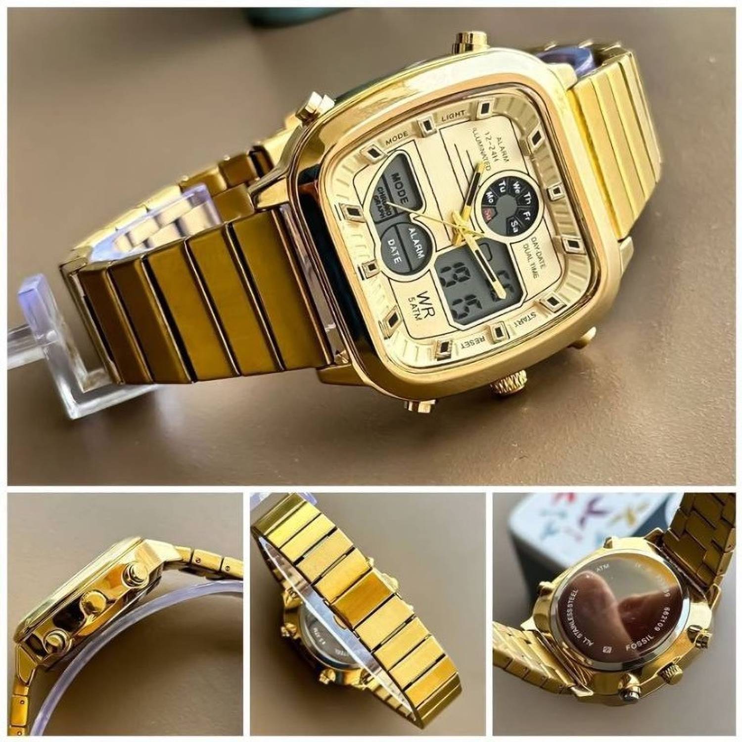 FOREST Gold Analog-Digital Stainless Steel Watch for Men - Image 4