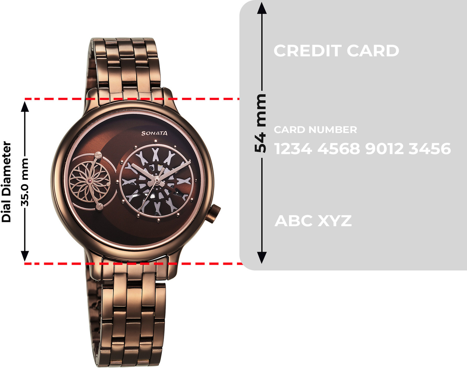 Image of SONATA Unveil- 3.0 Sonata Unveil Brown Dial Brown Metal Strap Analog Watch - For Women