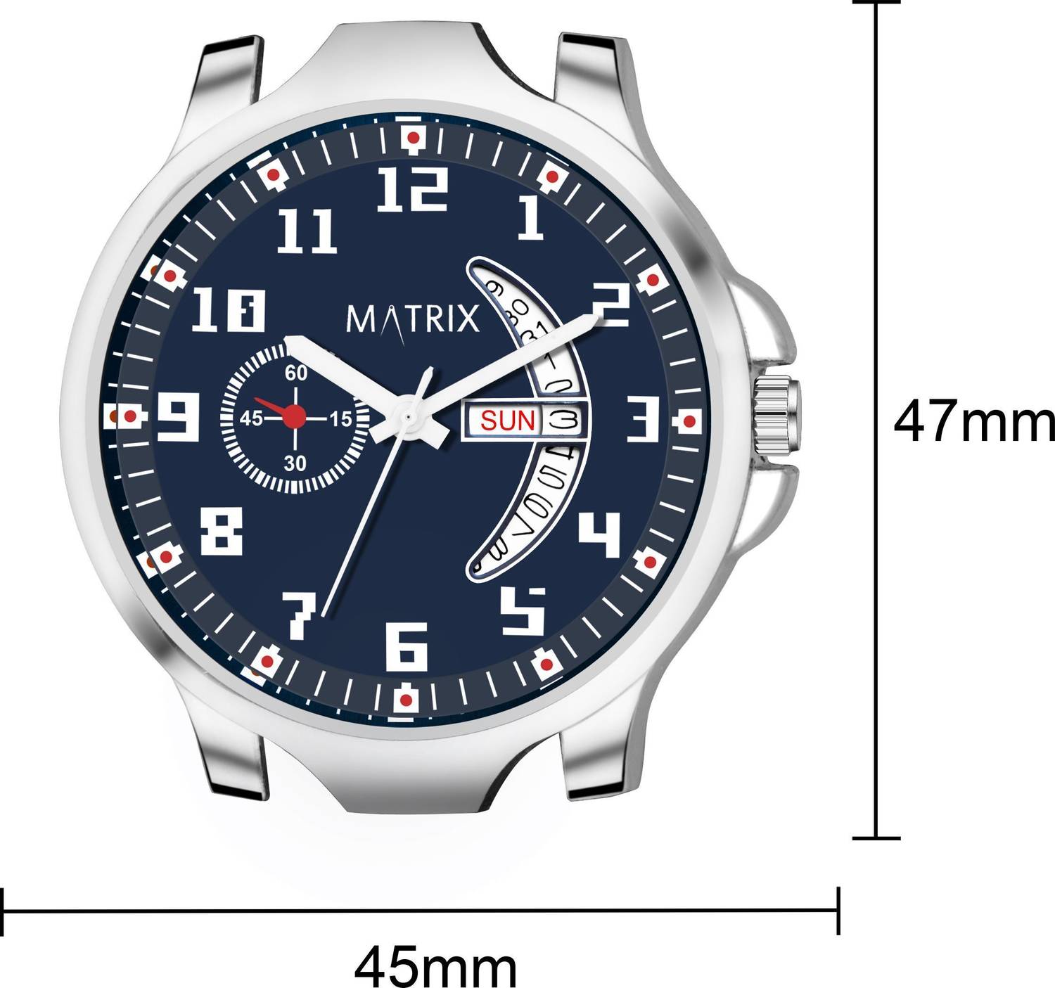 MATRIX DD-0118-BLUE Day & Date Analog Watch - Blue - Image 5