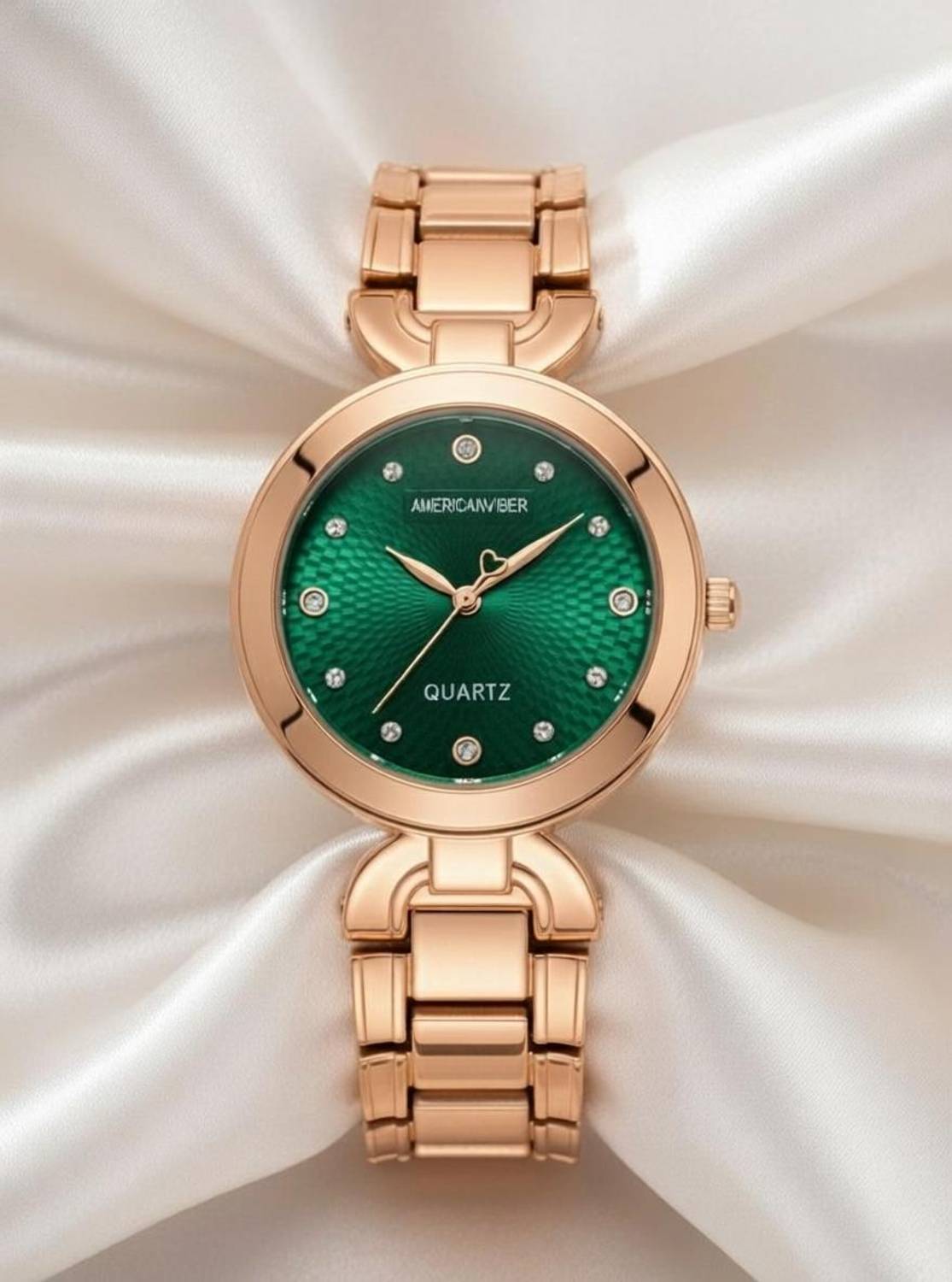 Americanviber AVW0037 Women's Vintage Collection Embossed Printed Dial & Bracelet Strap Analog Watch - For Women