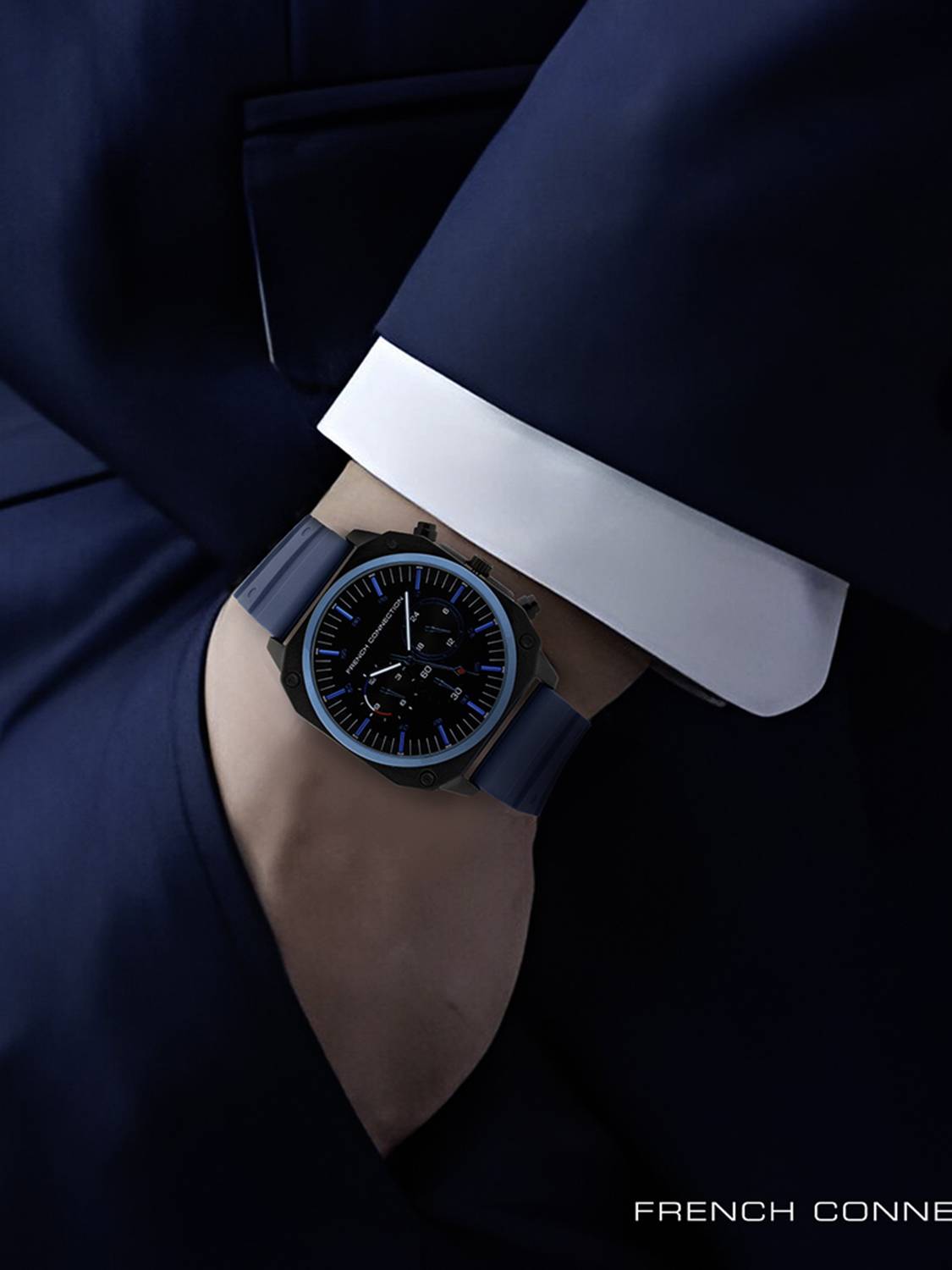 French Connection Valour Black Chronograph Watch - Image 3