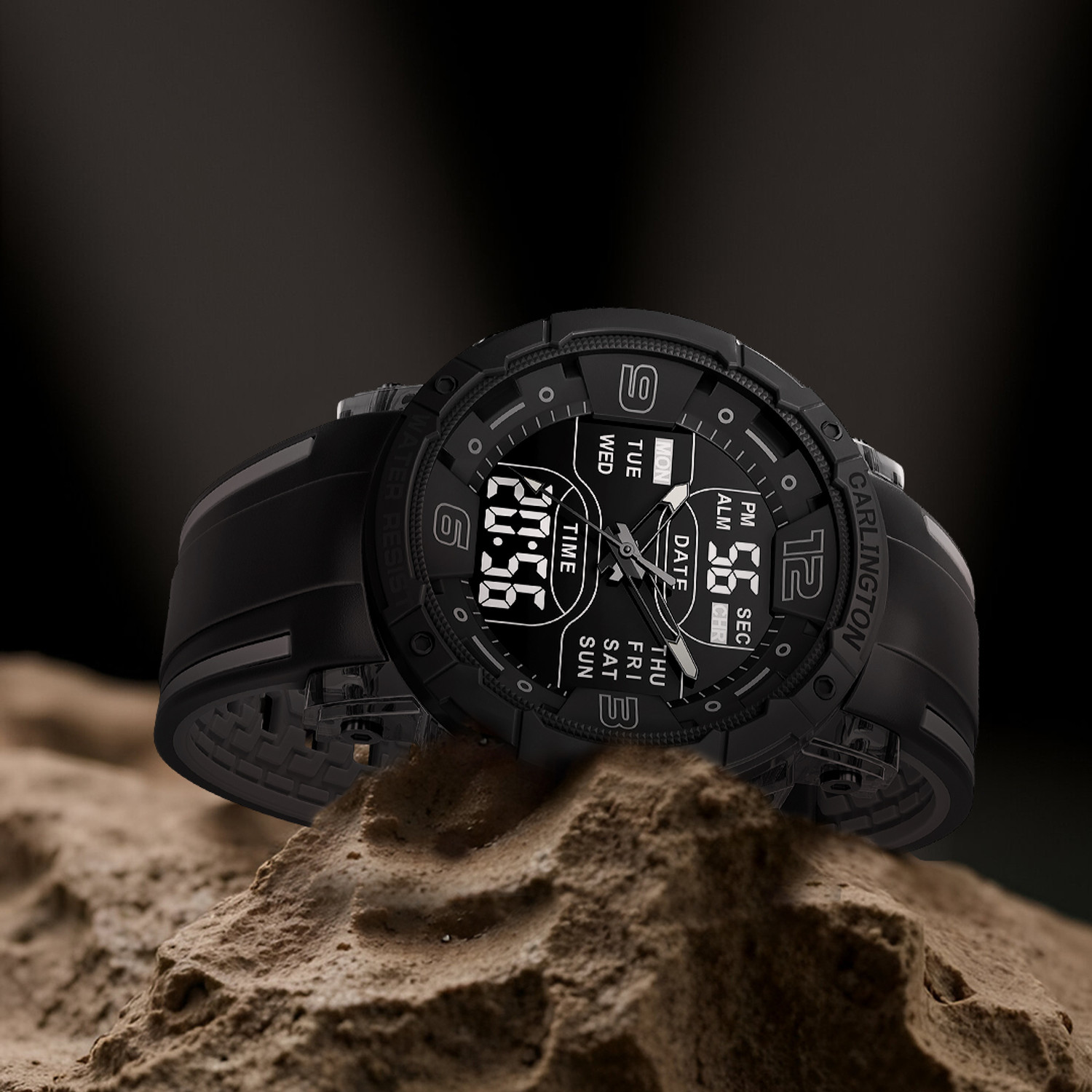 Image of Carlington CT 8140 Black Velocity Series Analog-Digital Watch - For Men