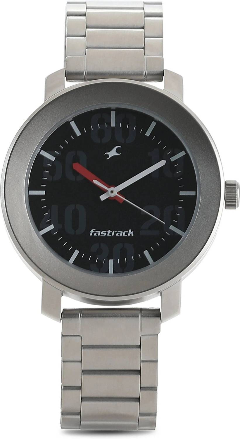 Fastrack Bare Basics Black Dial Silver Stainless Steel Strap Analog Watch - For Men NT3121SM02,NU3121SM02 - Image 2