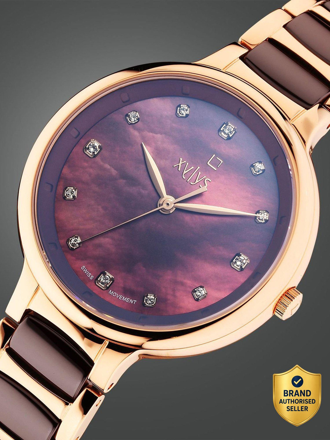 Image of XYLYS Xylys Swiss Rose Gold Steel And Ceramic Strap Mother Of Pearl Dial Analog Watch - For Women