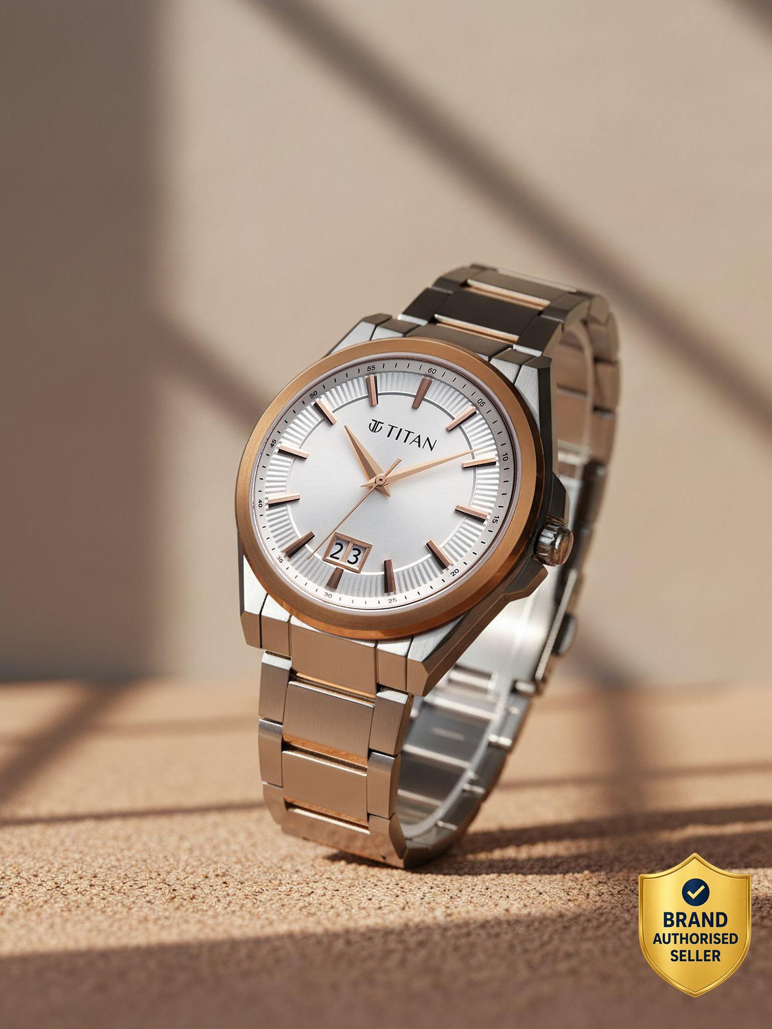 Image of Titan Classique Big Date Titan Classique Big Date Quartz Silver Round Dial Men's Watch / Analog Watch - For Men