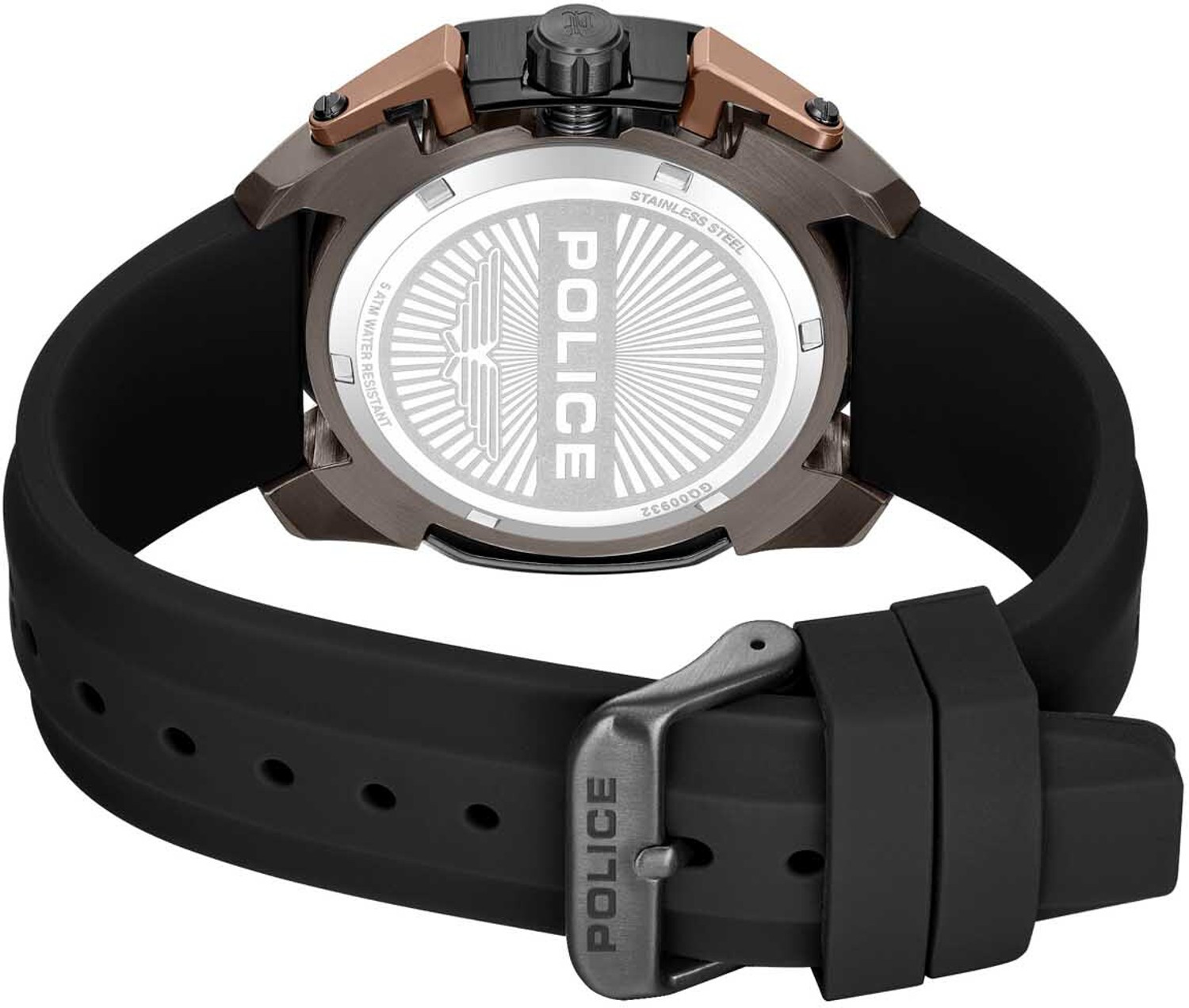 Image of Police Centurian Centurian Quartz Multi Function Black Dial Black Silicone Strap Analog Watch - For Men