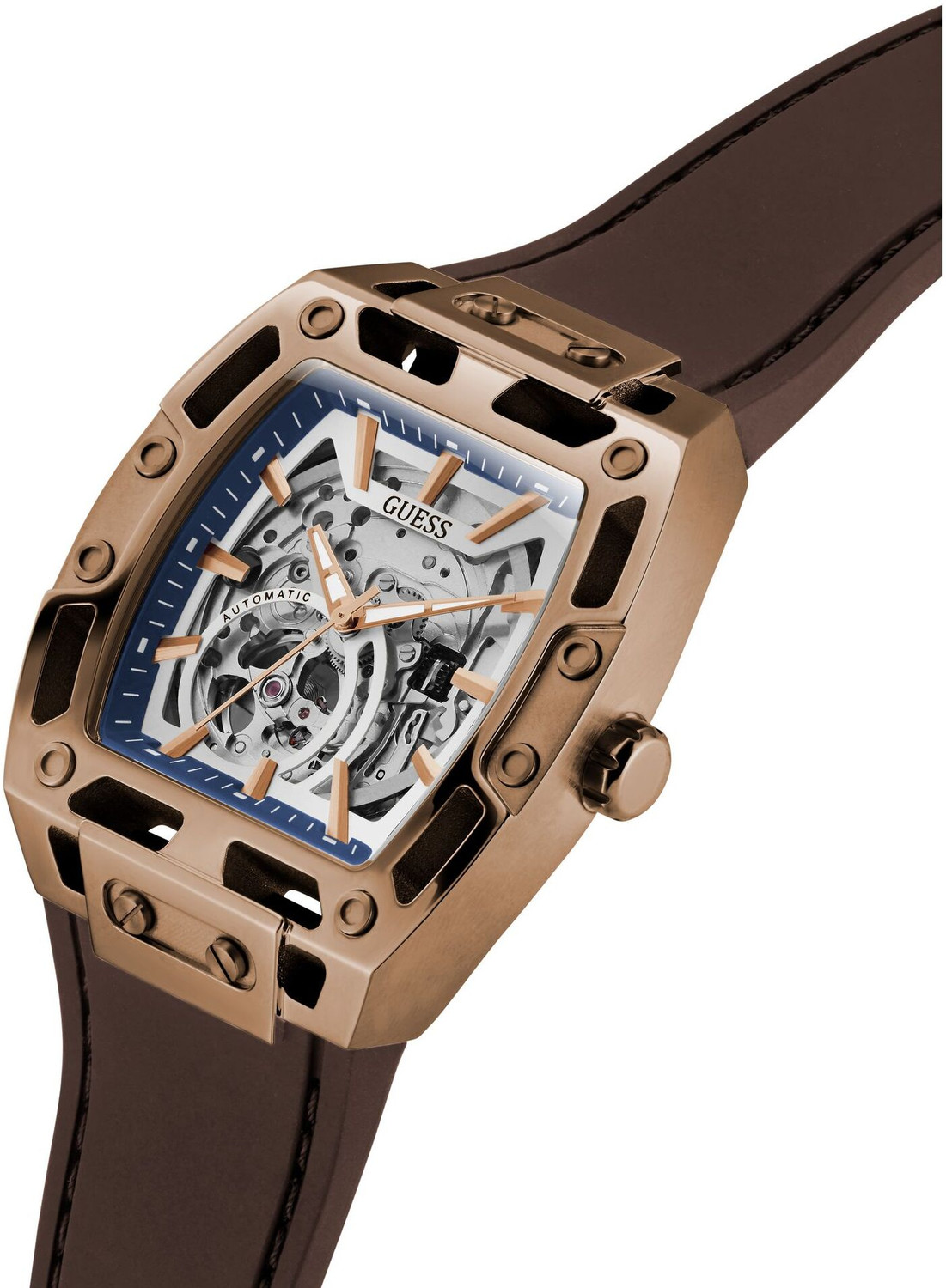 Image of GUESS Silver Rectangle Dial Analog Watch - For Men GW0980G3
