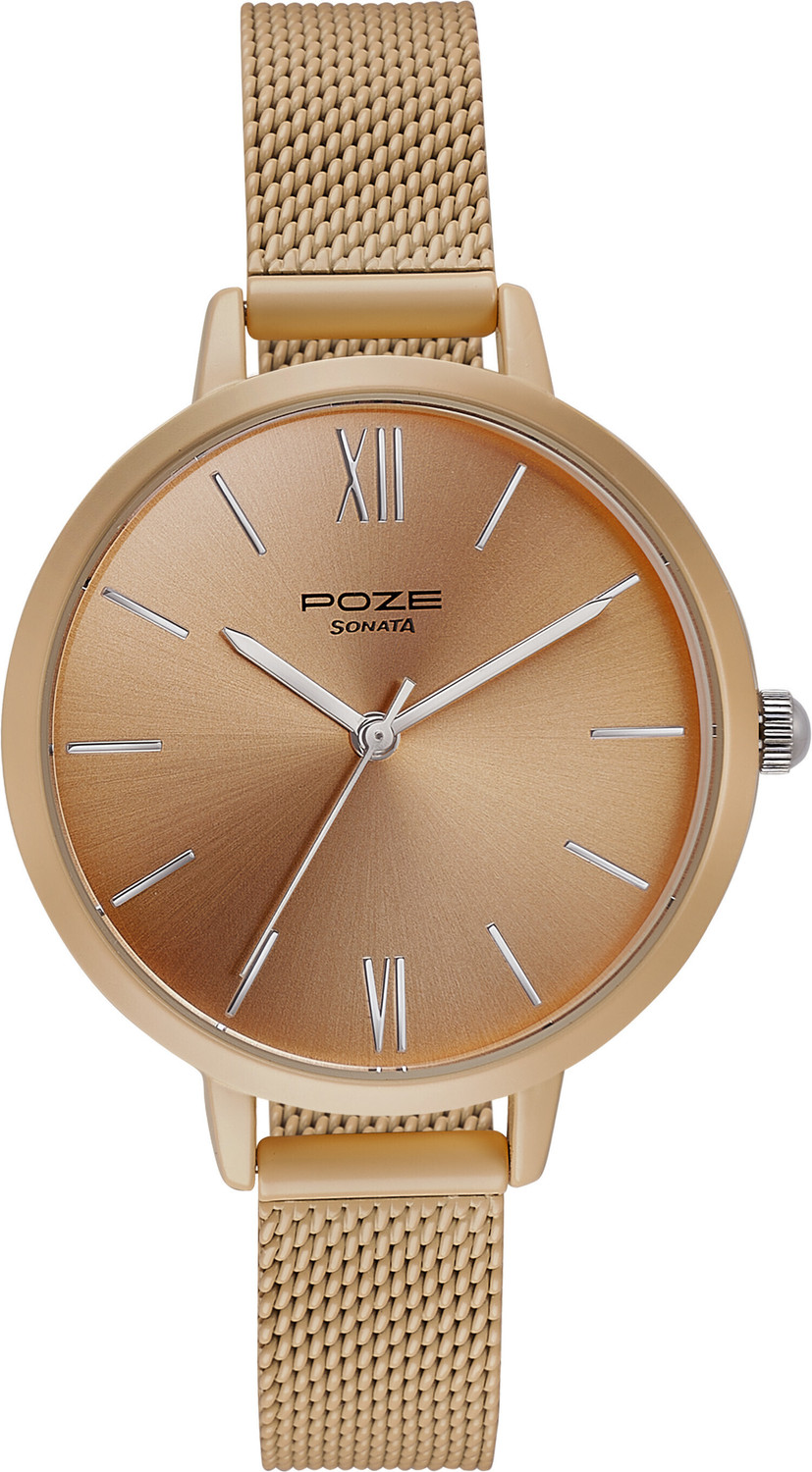 Image of SONATA Poze Pink Strap with Peach Dial Analog Watch - For Women