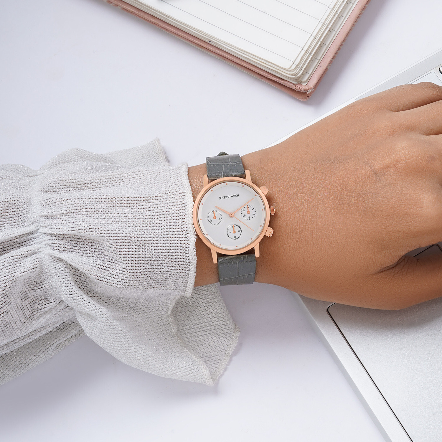 Image of Joker & Witch Boston White Dial Grey Analog Watch - For Women