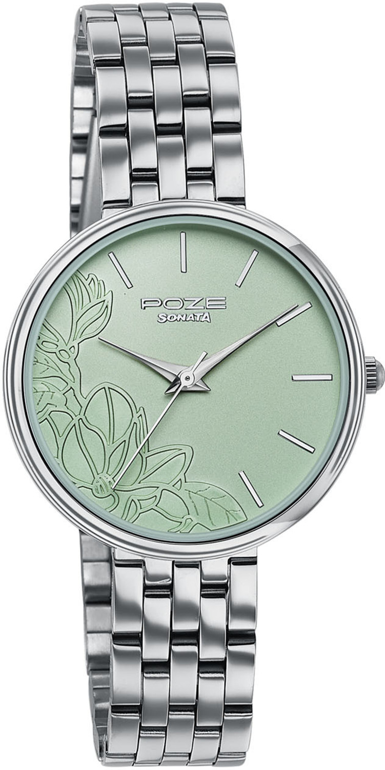 Image of SONATA Poze Drop 9.2 Poze 9 Quartz Lt.Green Dial IPS SS sheet metal Strap Analog Watch - For Women