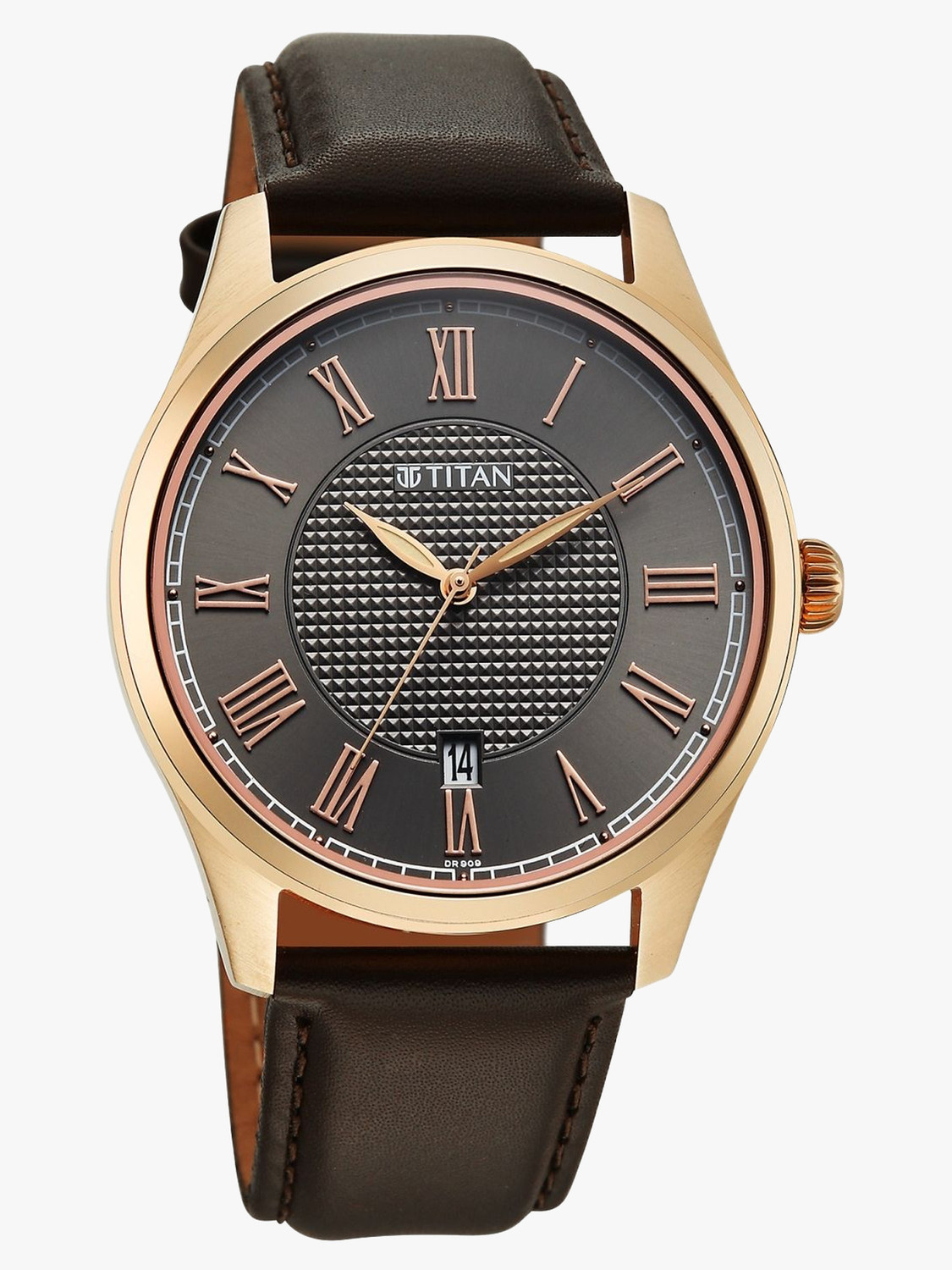Image of Titan Neo Roman Titan Neo Roman Quartz with Anthracite Dial Brown Leather Strap Analog Watch - For Men