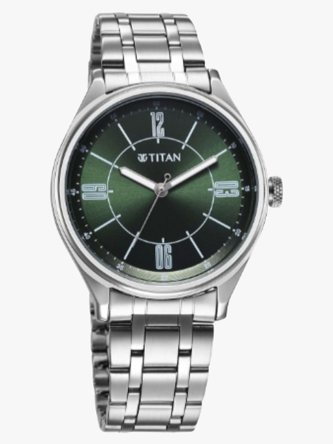 Image of Titan Titan Analog with Date Emerald Green Dial Silver SS Strap Watch Analog Watch - For Men