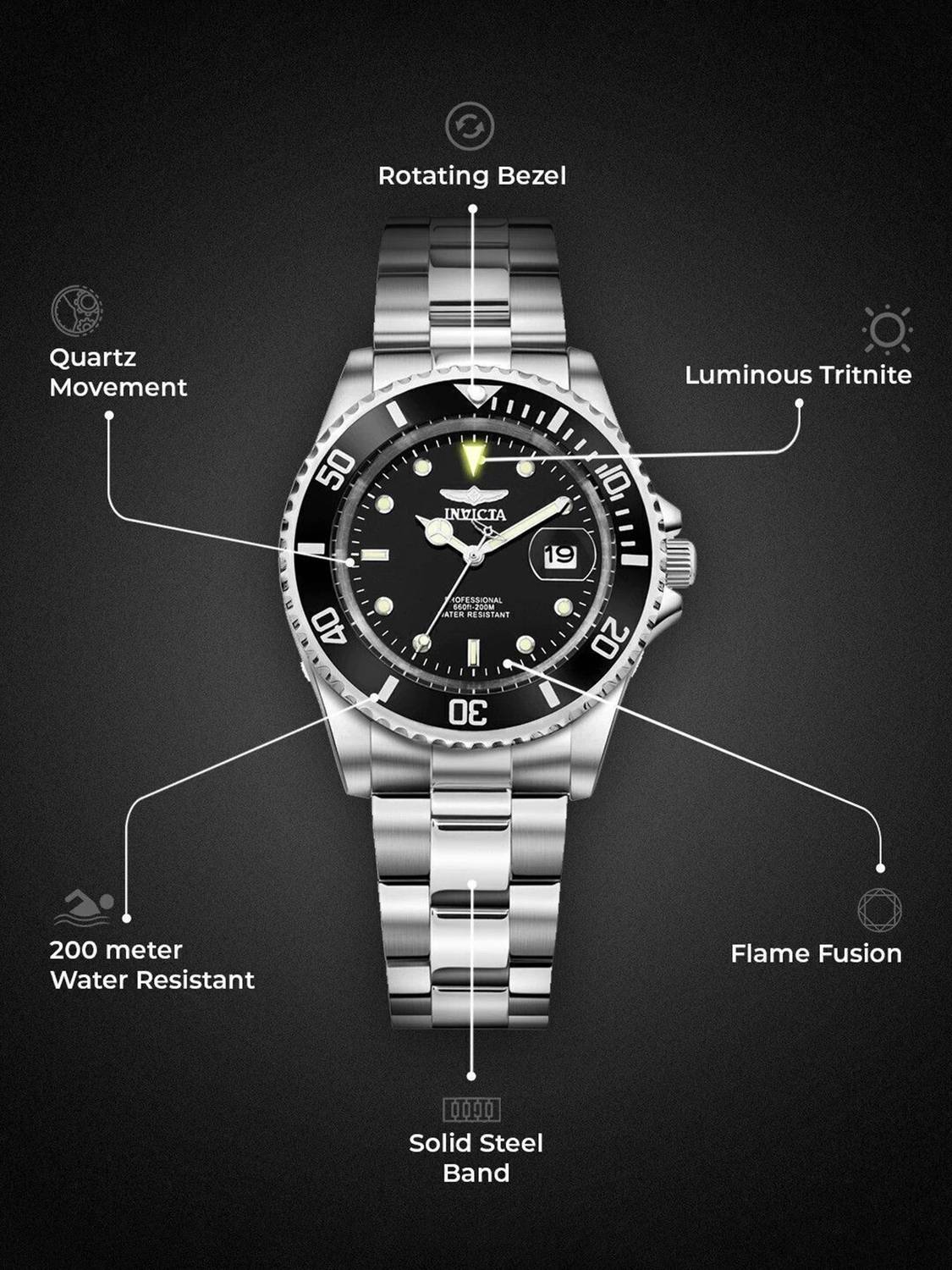 INVICTA 26970 Pro Diver Black Dial Men's Watch - Image 4