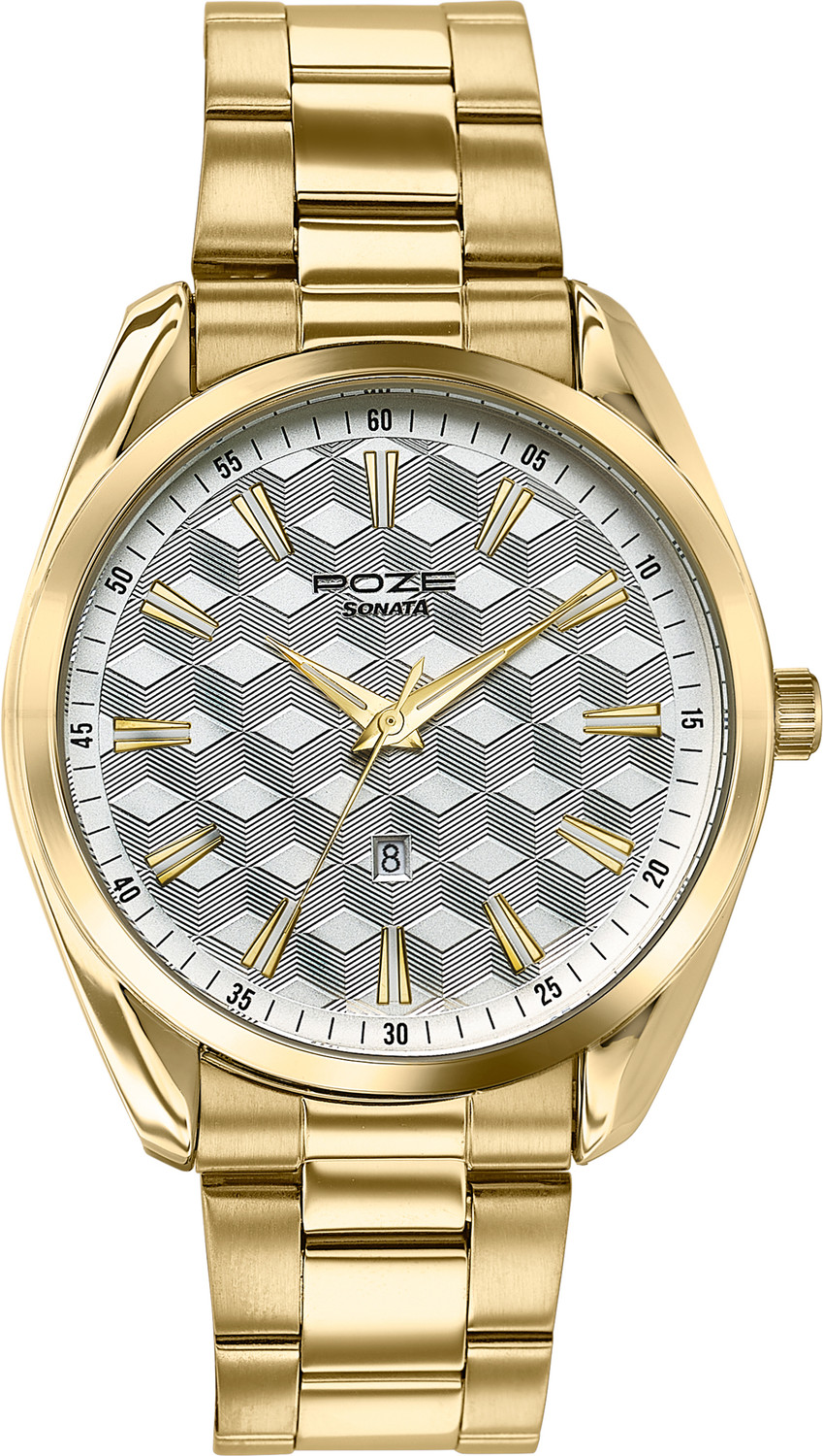 Image of SONATA drop 5 from Poze Sonata Poze Crisscross Coast Quartz Silver Round Dial Men's Watch Analog Watch - For Men