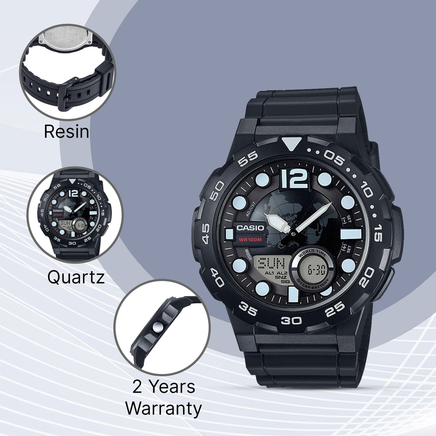 Image of CASIO AEQ-100W-1AVDF Youth Combination ( AEQ-100W-1AVDF ) Analog-Digital Watch - For Men