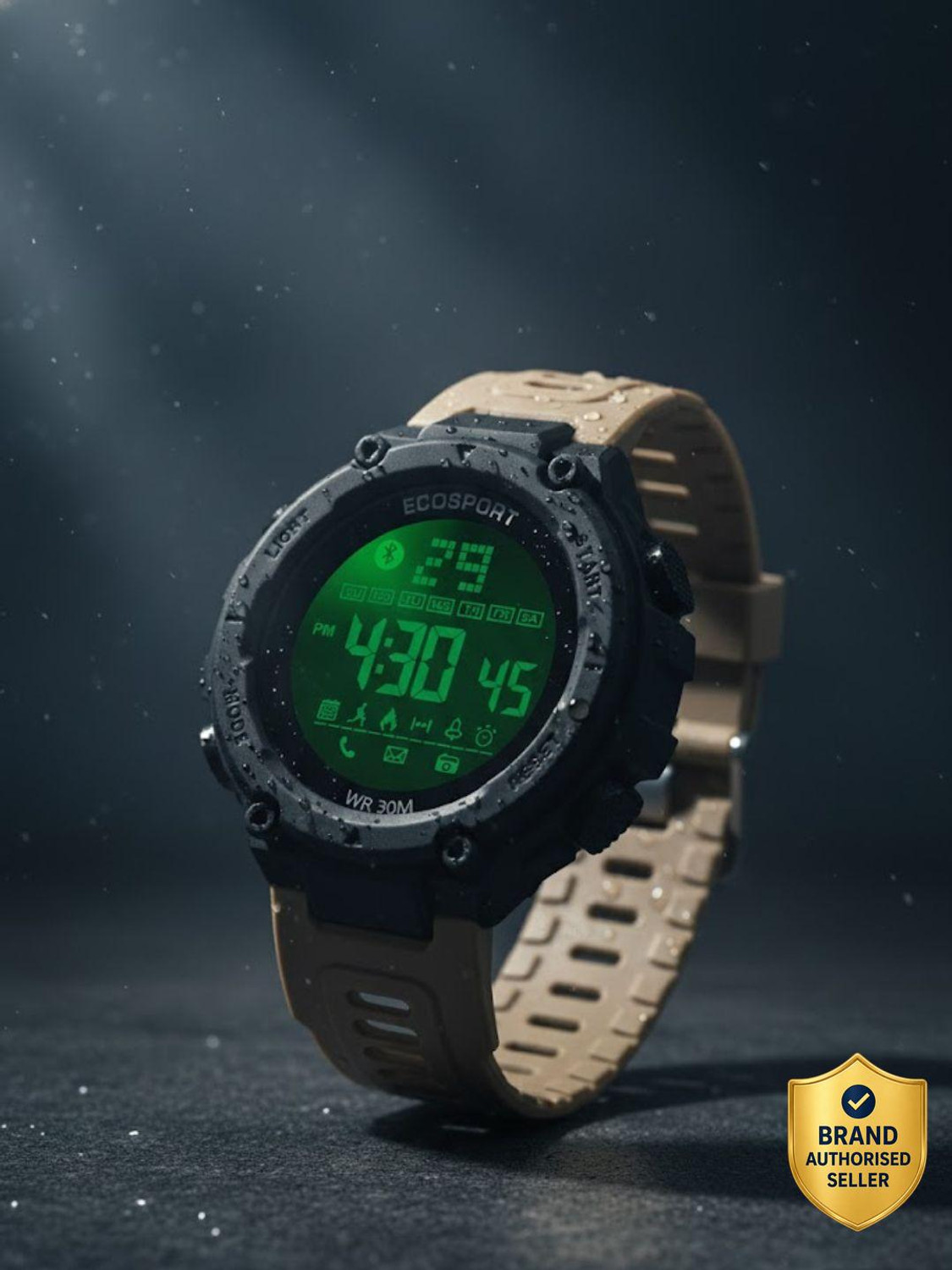Image of M7 By Metronaut Stylish Stylish Matte Black Dial With Khaki Strap with Backlight & Alarm Sports Digital Watch - For Men