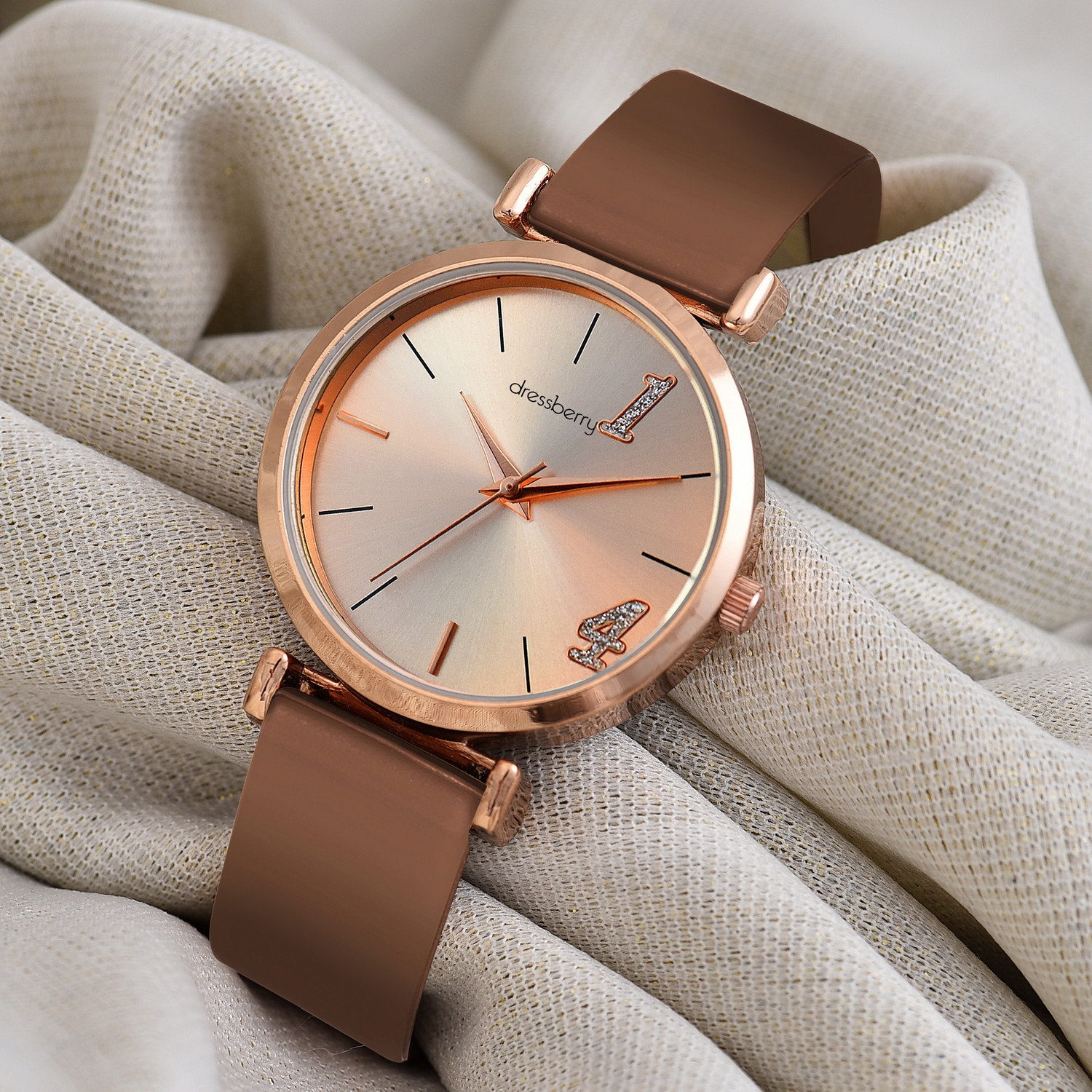 Image of Dressberry Timeless Rose Gold Dial with Polished Finish Analog Watch - For Women