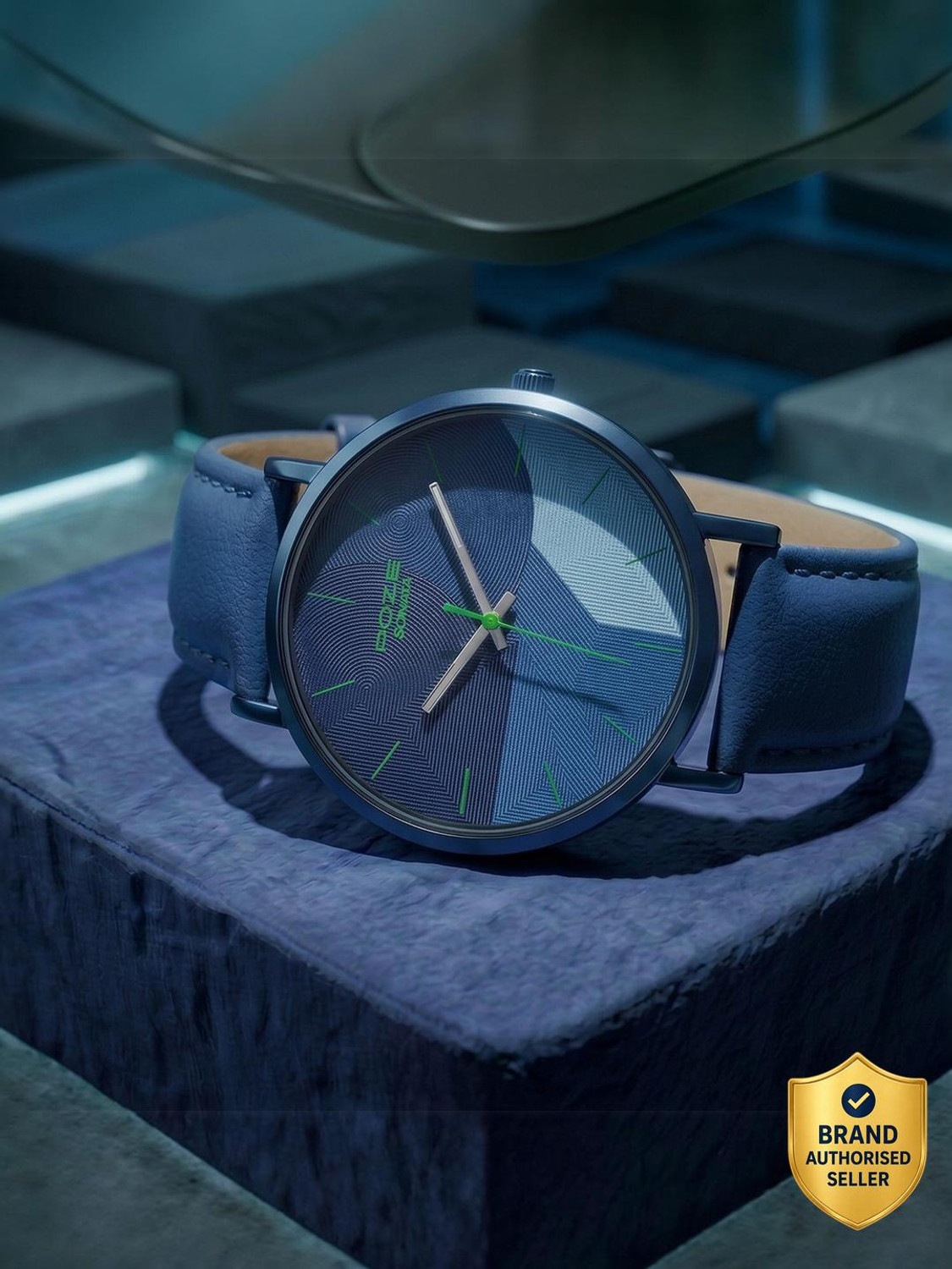 Image of SONATA Poze Drop 9.1 Poze 9 Quartz Blue Dial Dark Green Strap Analog Watch - For Men
