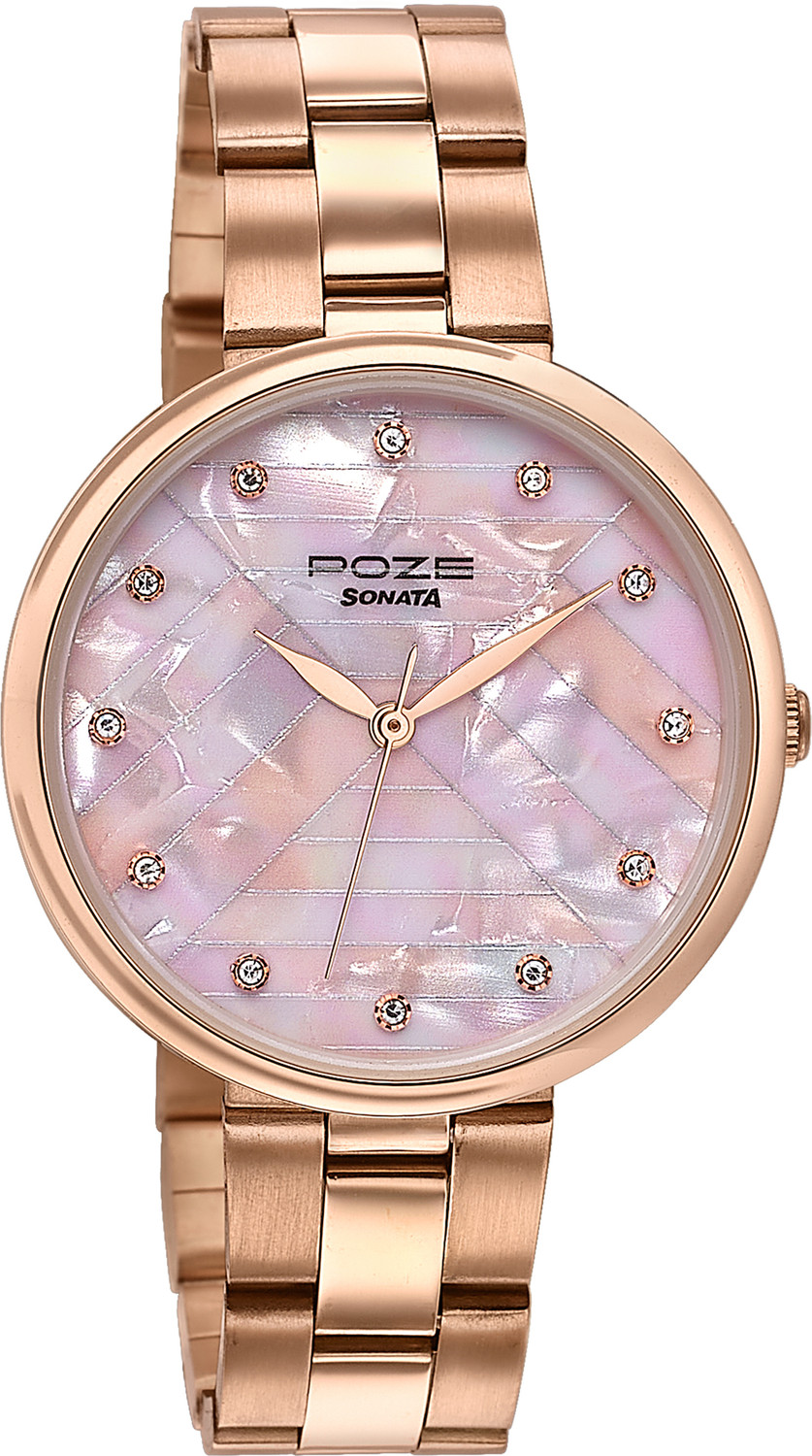 Image of SONATA drop 5 from Poze Sonata Poze Crisscross Coast Quartz Pink Round Dial Women's Watch Analog Watch - For Women