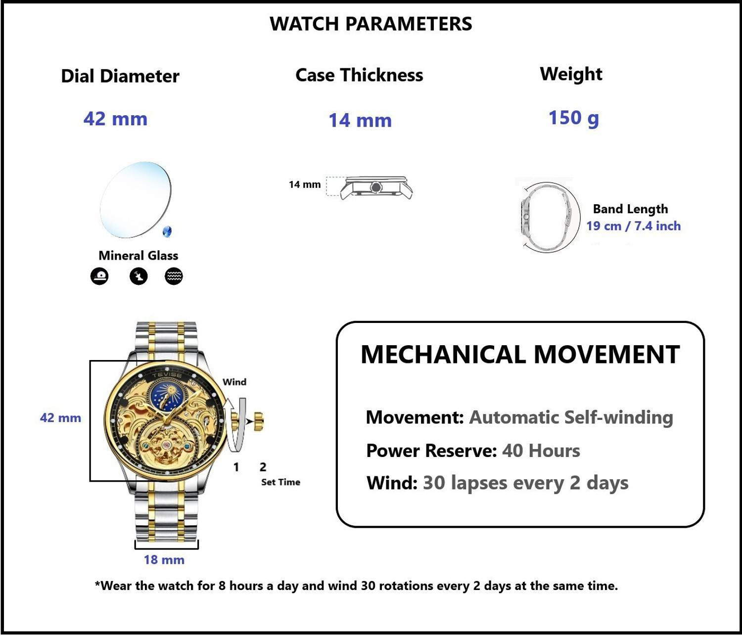Image of TEVIS T820 Automatic Analog Watch - For Men